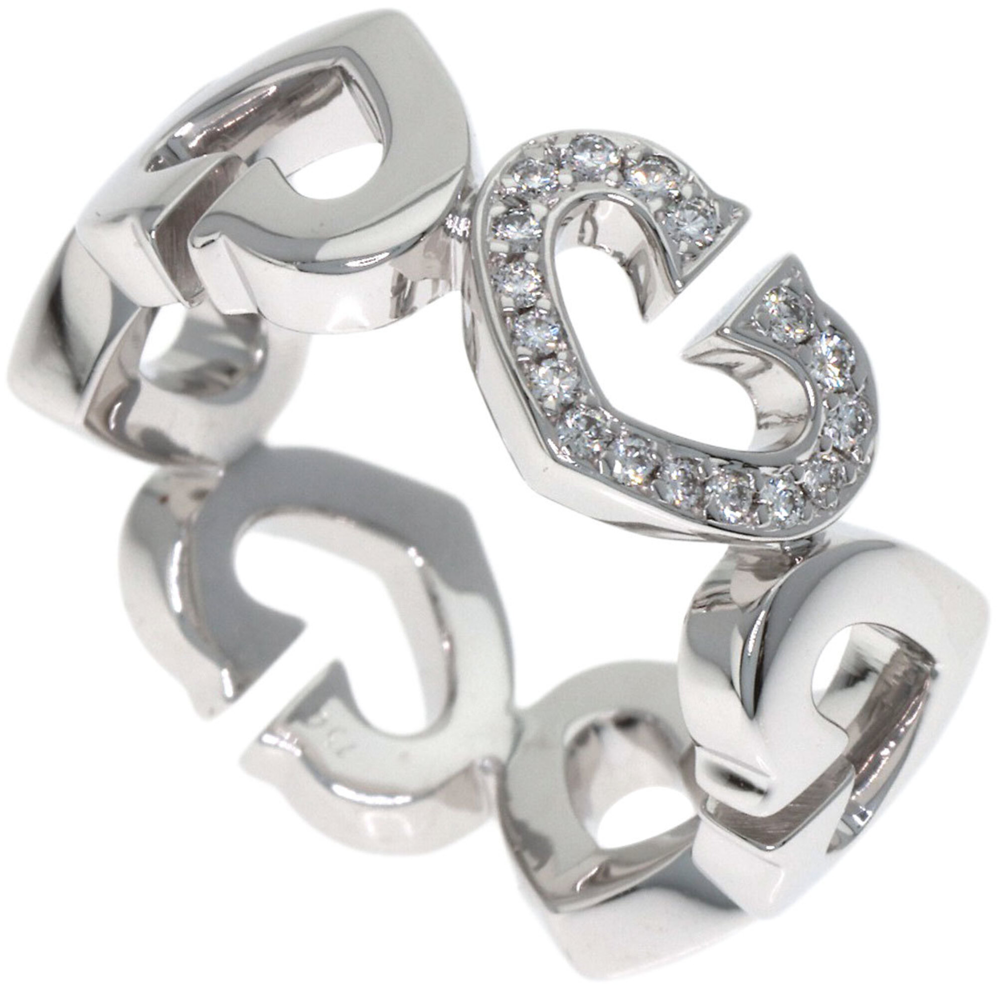Cartier C Heart Diamond Ring, Size 48, 18K White Gold, Women\'s.