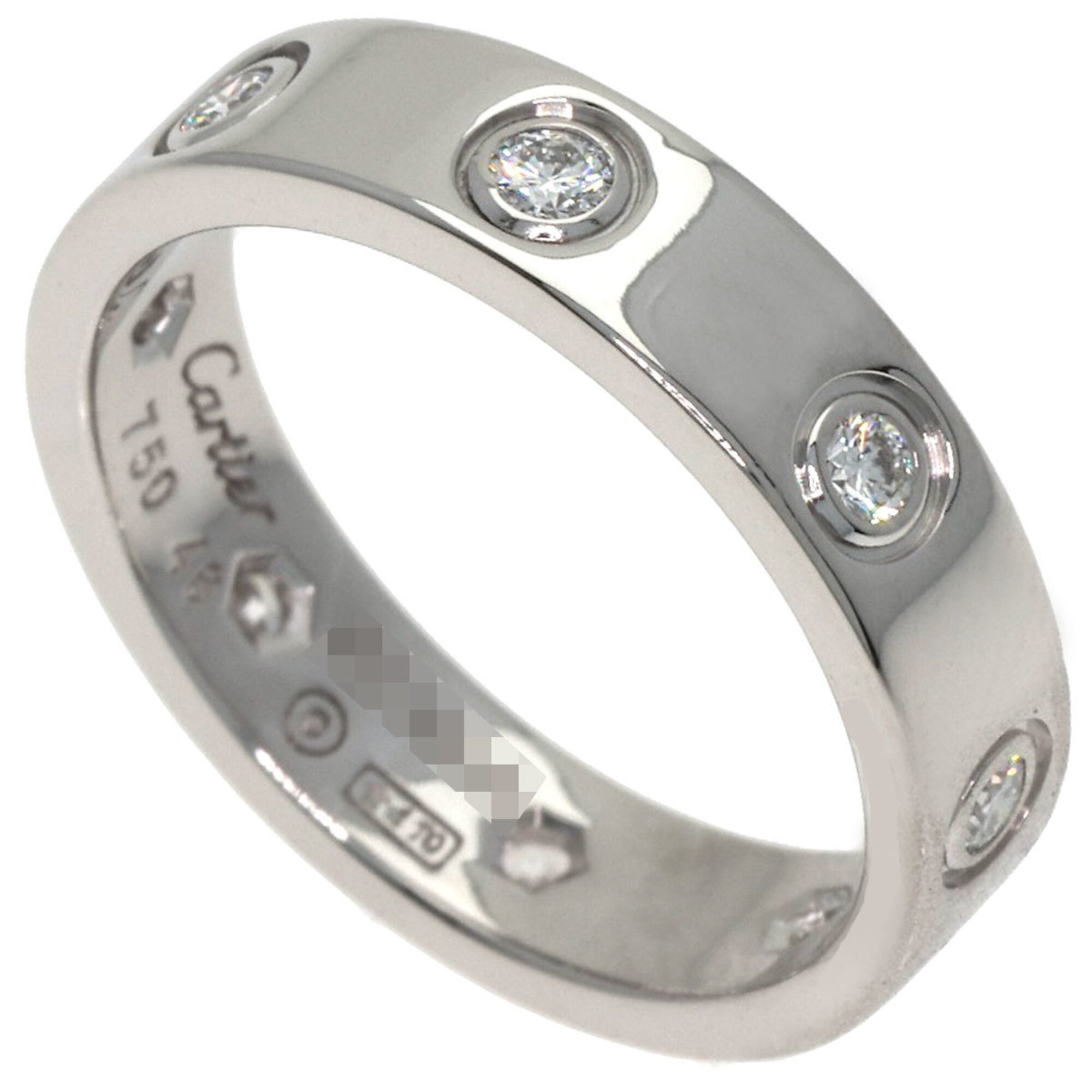 Cartier Mini Love Ring, Full Diamond, Size #46, 18K White Gold, Women\'s CARTIER