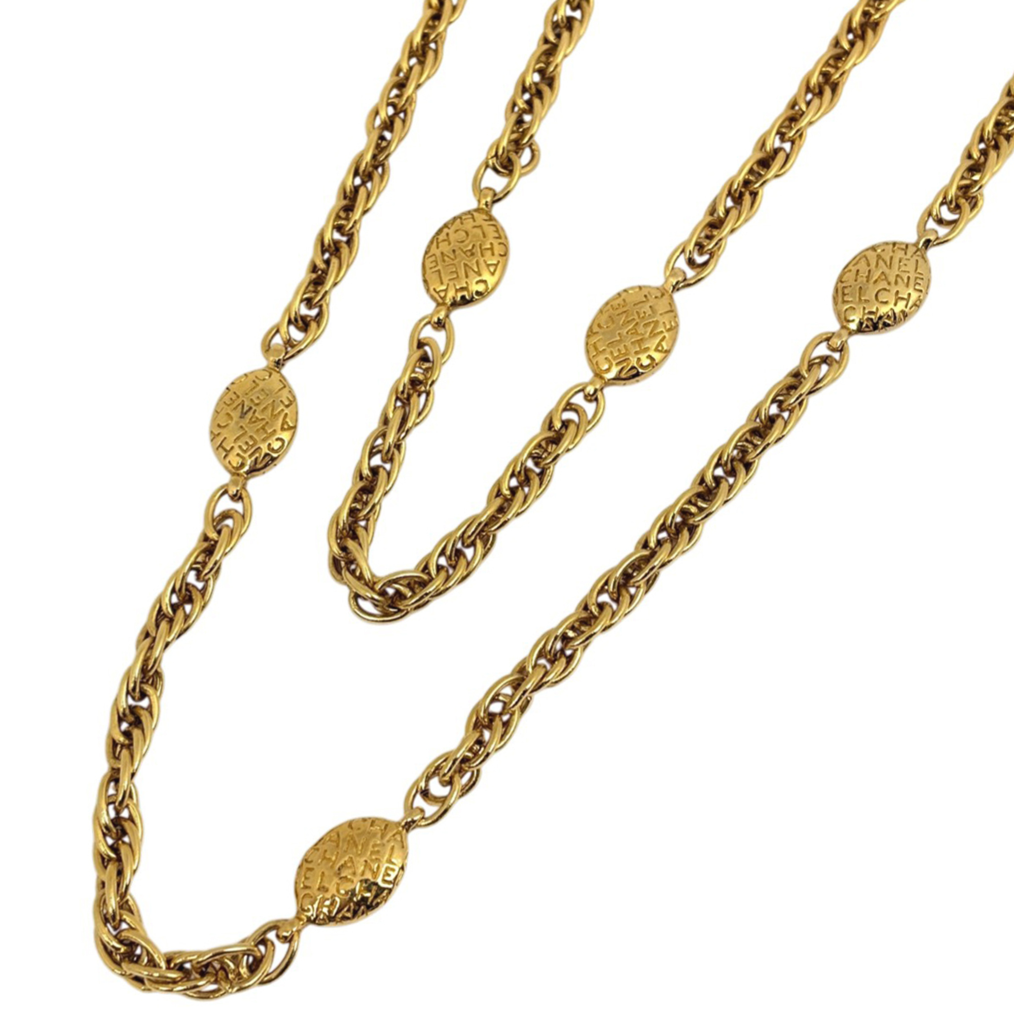 CHANEL logo chain necklace, long GP gold, women\'s