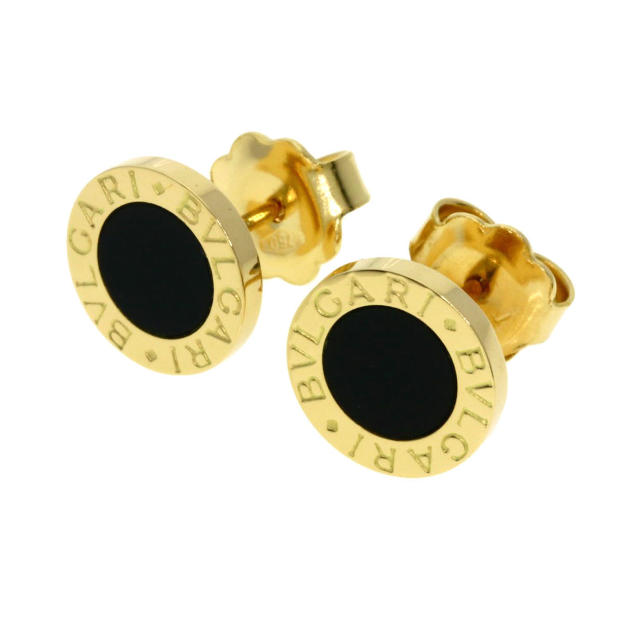 BVLGARI Onyx Earrings 18K Yellow Gold Women\'s