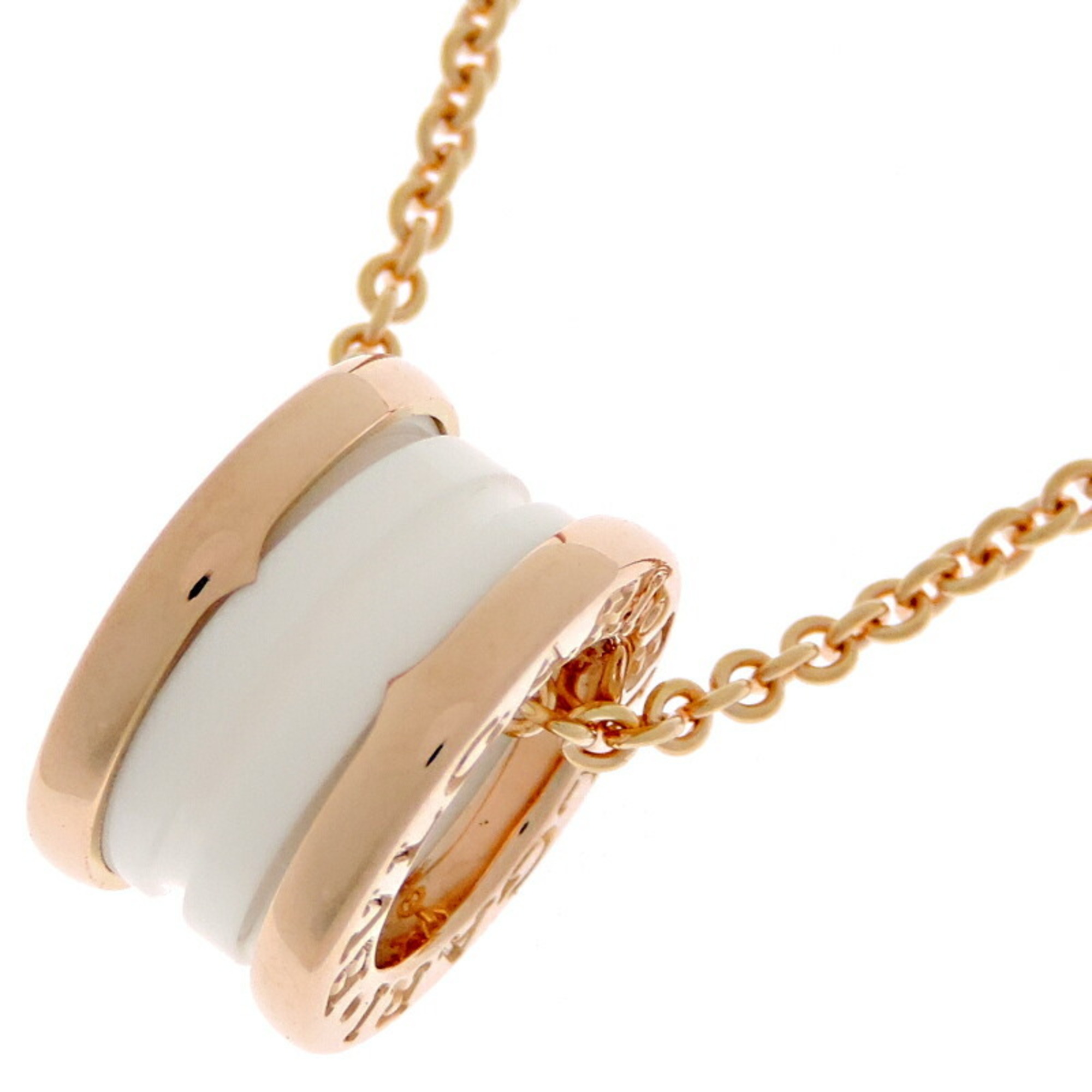 Bvlgari B.zero1 Ceramic Necklace for Men and Women, 346082, 750 Pink Gold White