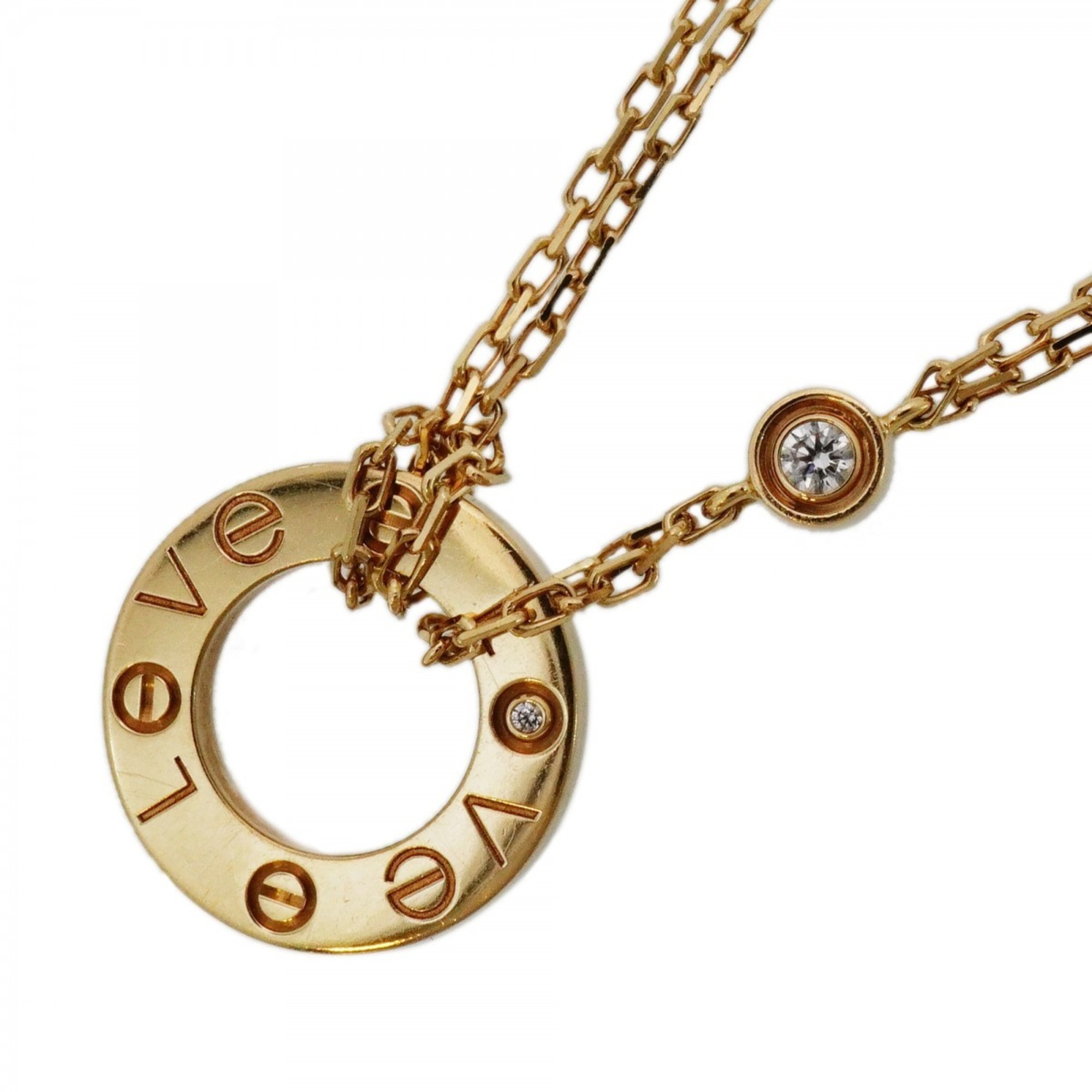 Cartier Love Circle Necklace, 1PD (18K Yellow Gold), Diamond, Ladies\'
