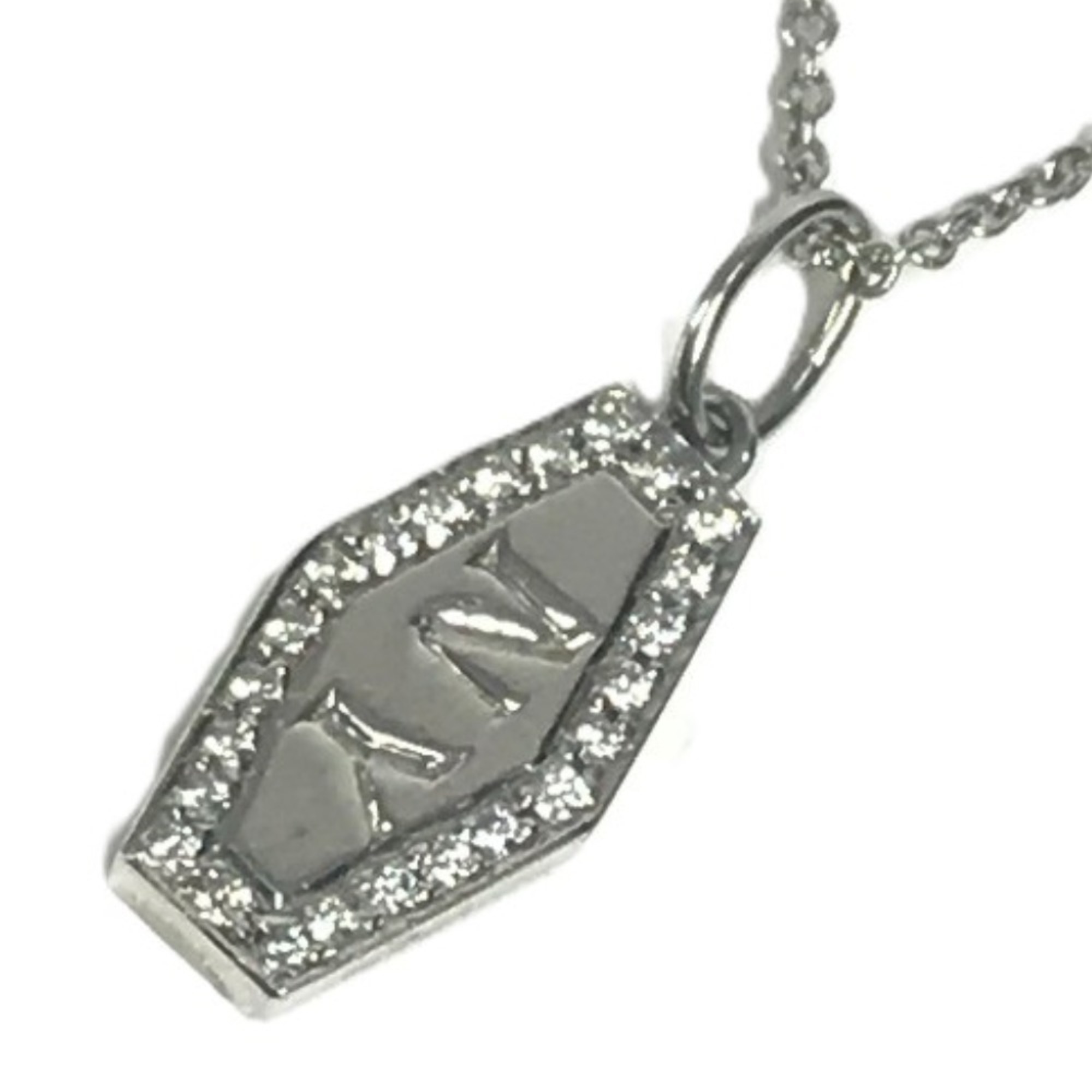TIFFANY & Co. Tiffany Platinum NY Plate Diamond New York Jewelry Accessory Chain Necklace, Pt950, Wo