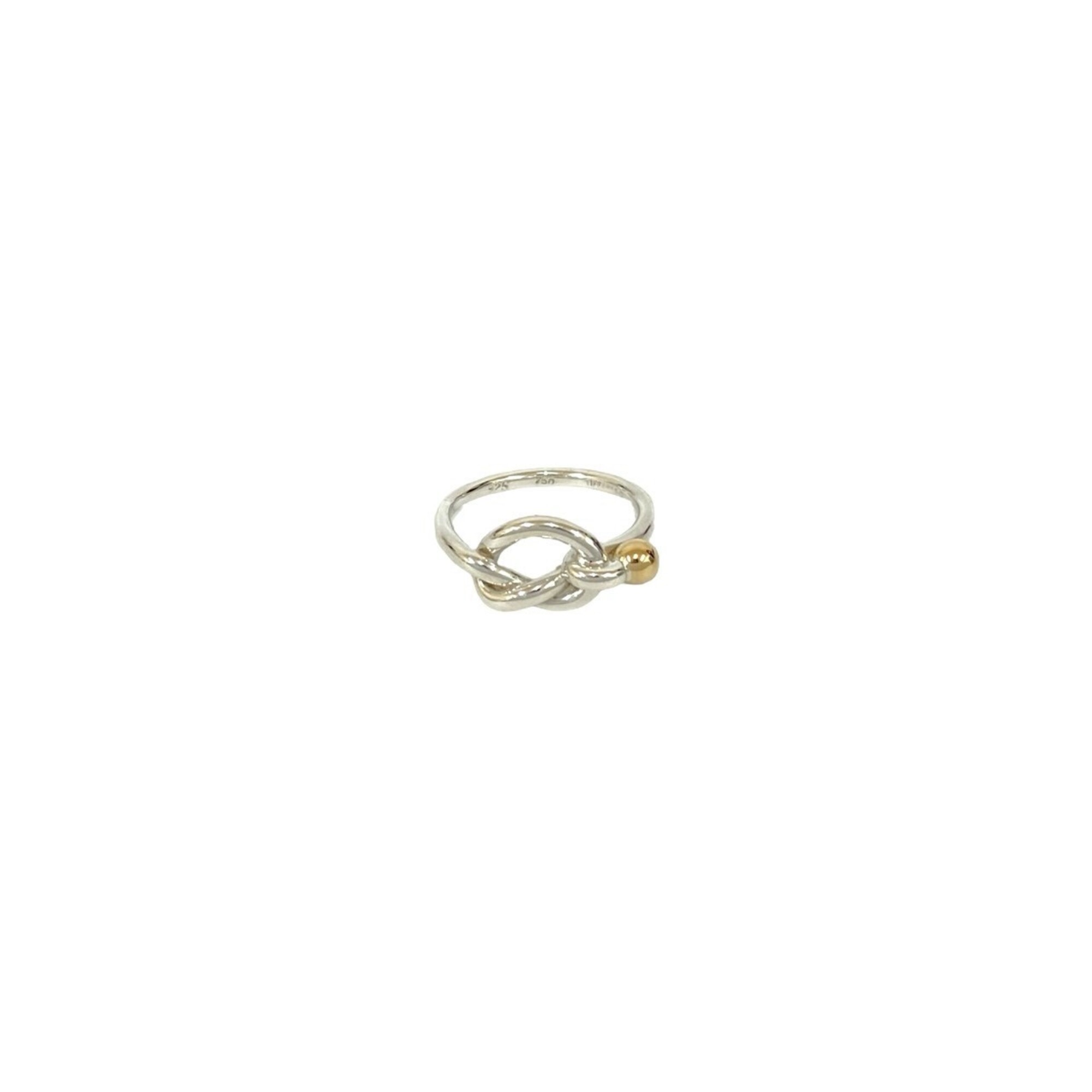 TIFFANY&Co. Tiffany Love Knot Ring, Hook & Eye, Sterling Silver 925, 18K Yellow Gold, Size 1, Item N