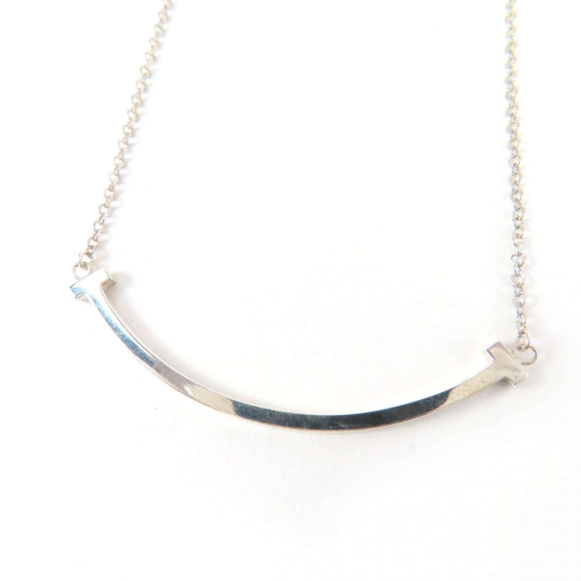 TIFFANY&Co. Tiffany T Smile Pendant Small AG925 Necklace Silver with Storage Bag Weight 2.0g Women\'