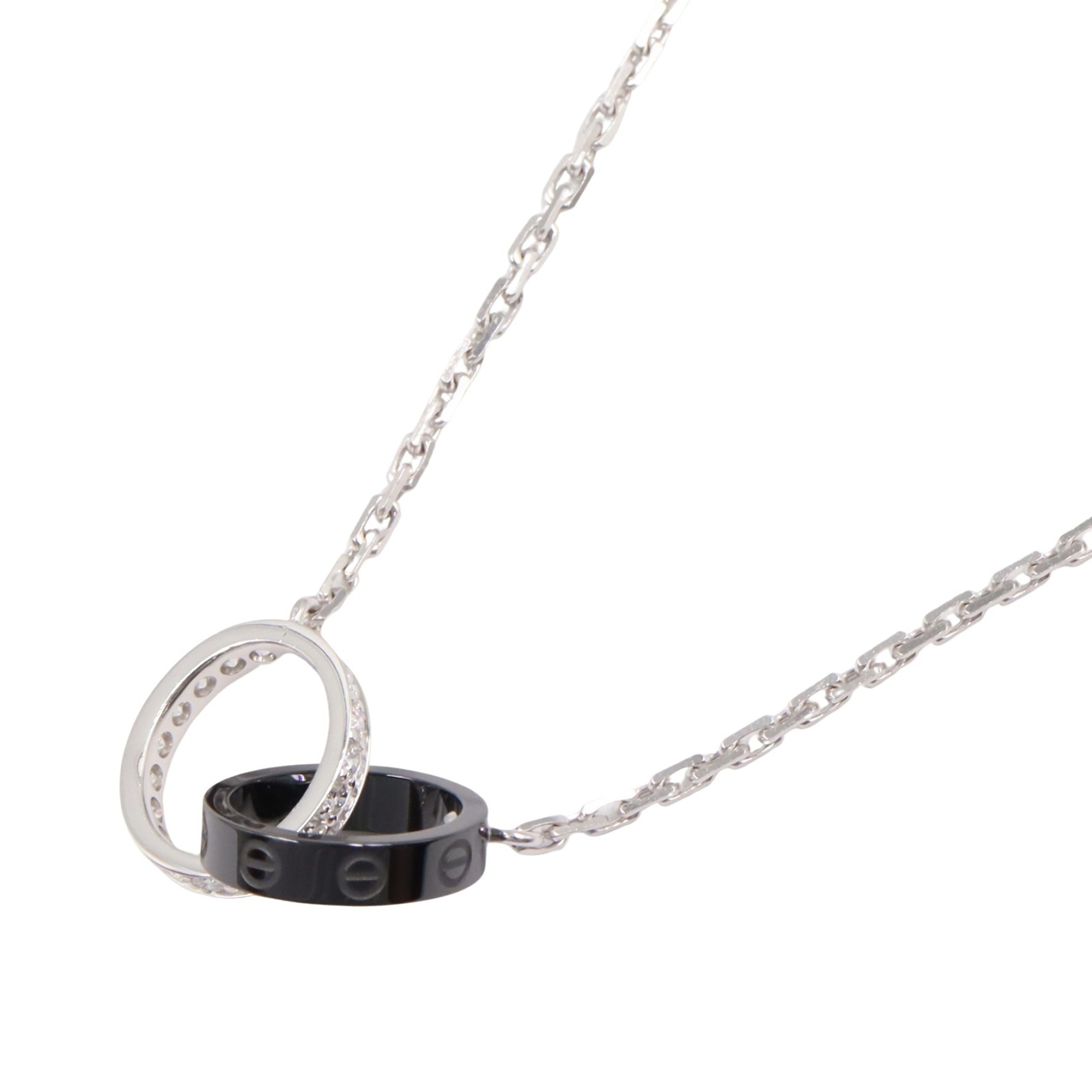 Cartier Baby Love Necklace, Diamond and Ceramic, 18K White Gold, Clear, Diamond, Women\'s, B7058100