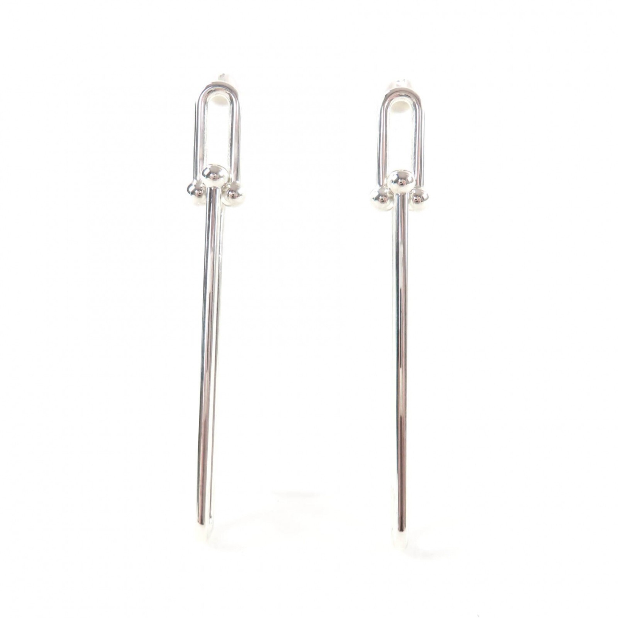TIFFANY&Co. Tiffany HardWear 925 Double Long Link Earrings, Silver, with Case, Weight 20.2g, Women\'