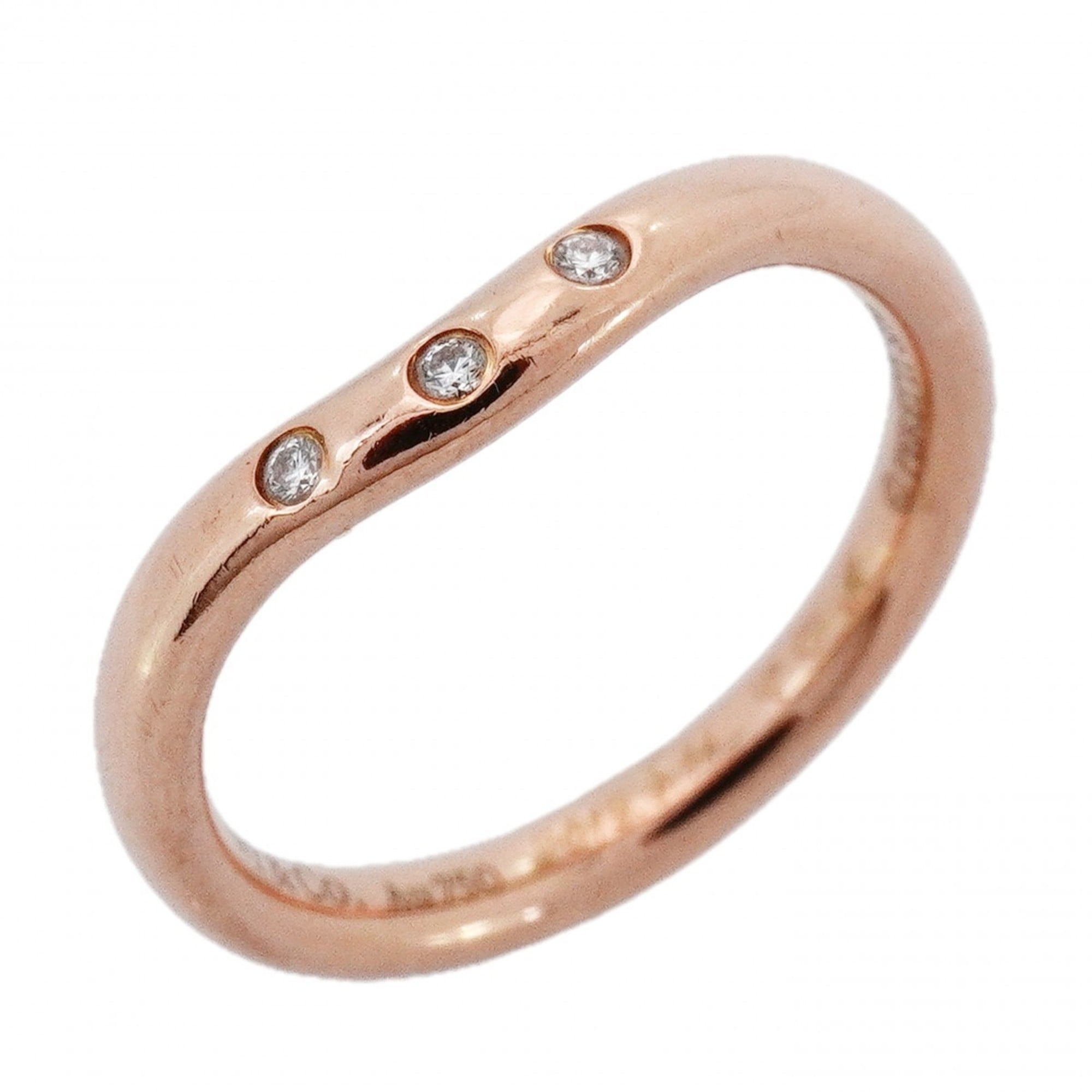 Tiffany & Co. Curved Band Ring, 3PD (3 Diamonds), 18K Pink Gold, Size 4, Women\'s
