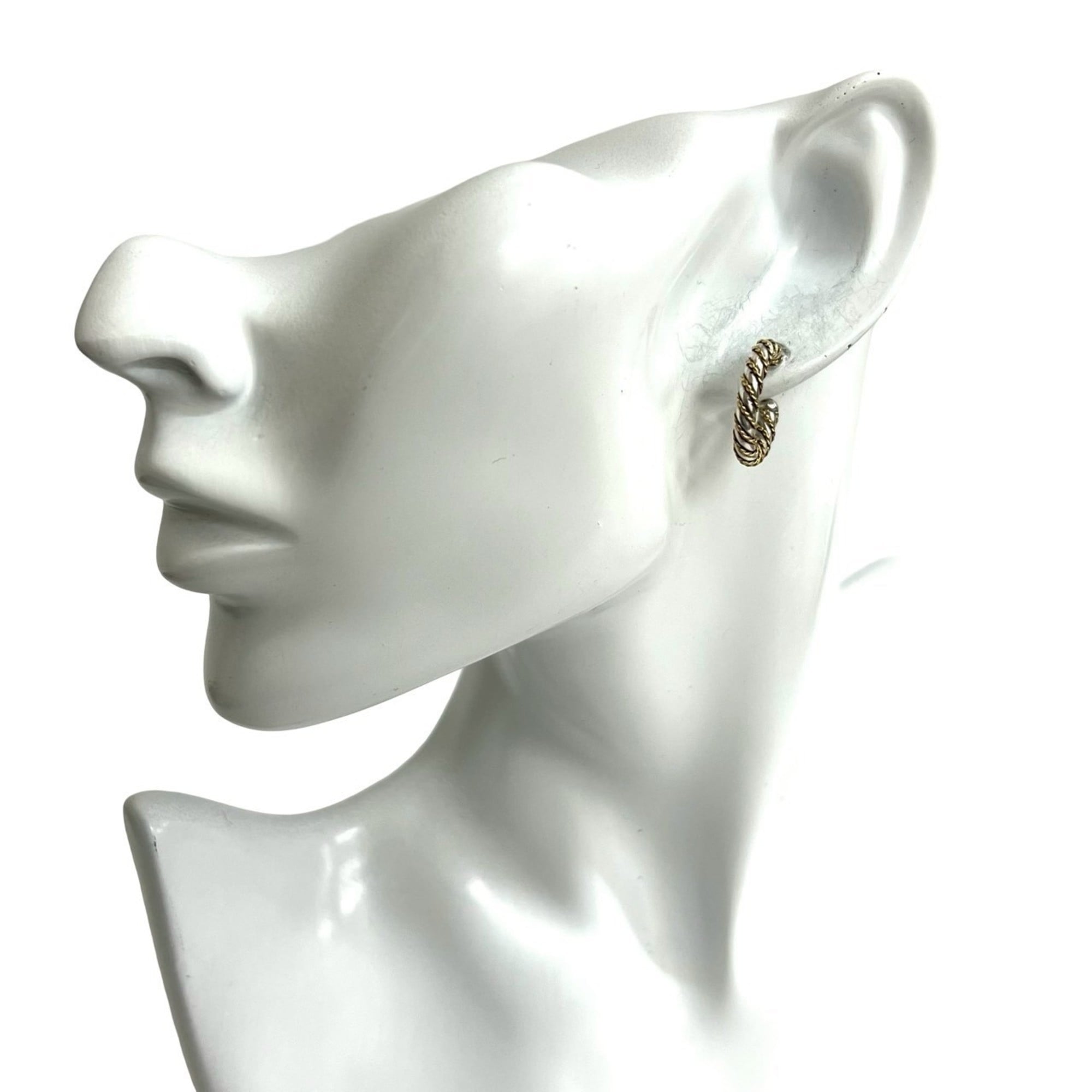TIFFANY & Co. Tiffany Twist Combination Hoop Earrings in 925 Sterling Silver and 18K Gold, 34234