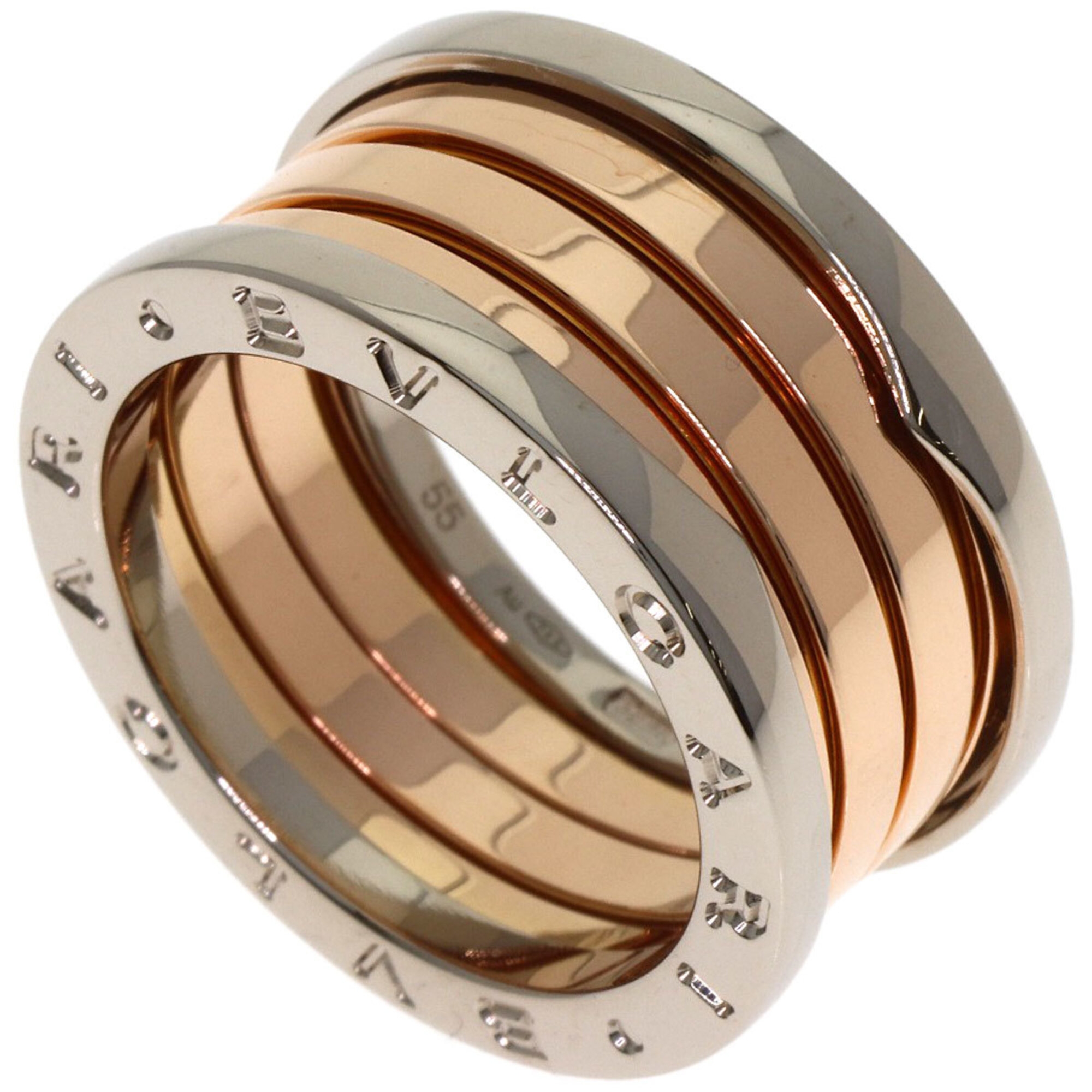 BVLGARI B-zero1 4-band ring #55, 18K white gold/18KPG, women\'s.