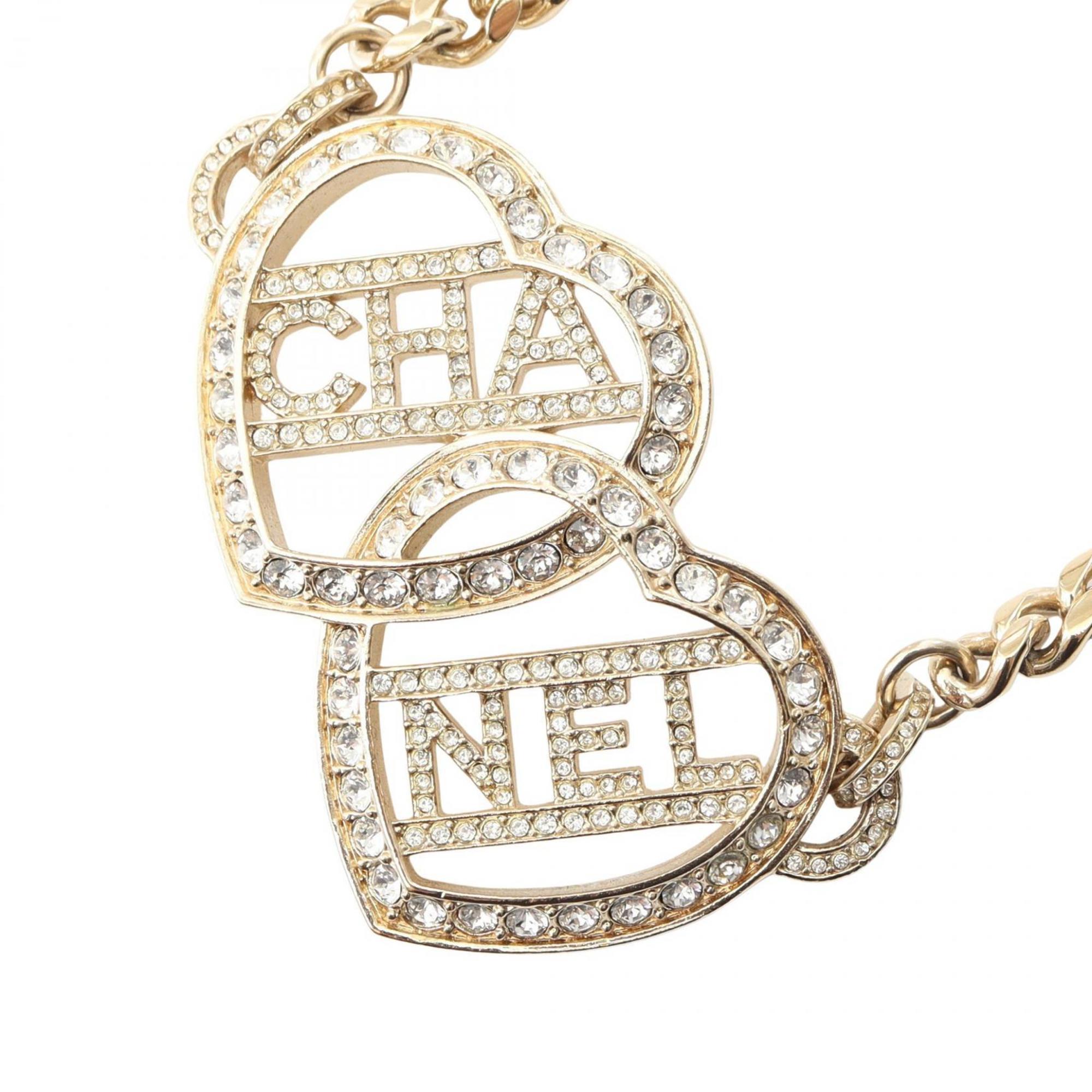 CHANEL Choker Accessory GP (Gold Plated) with Rhinestones, Women\'s, Gold and Clear