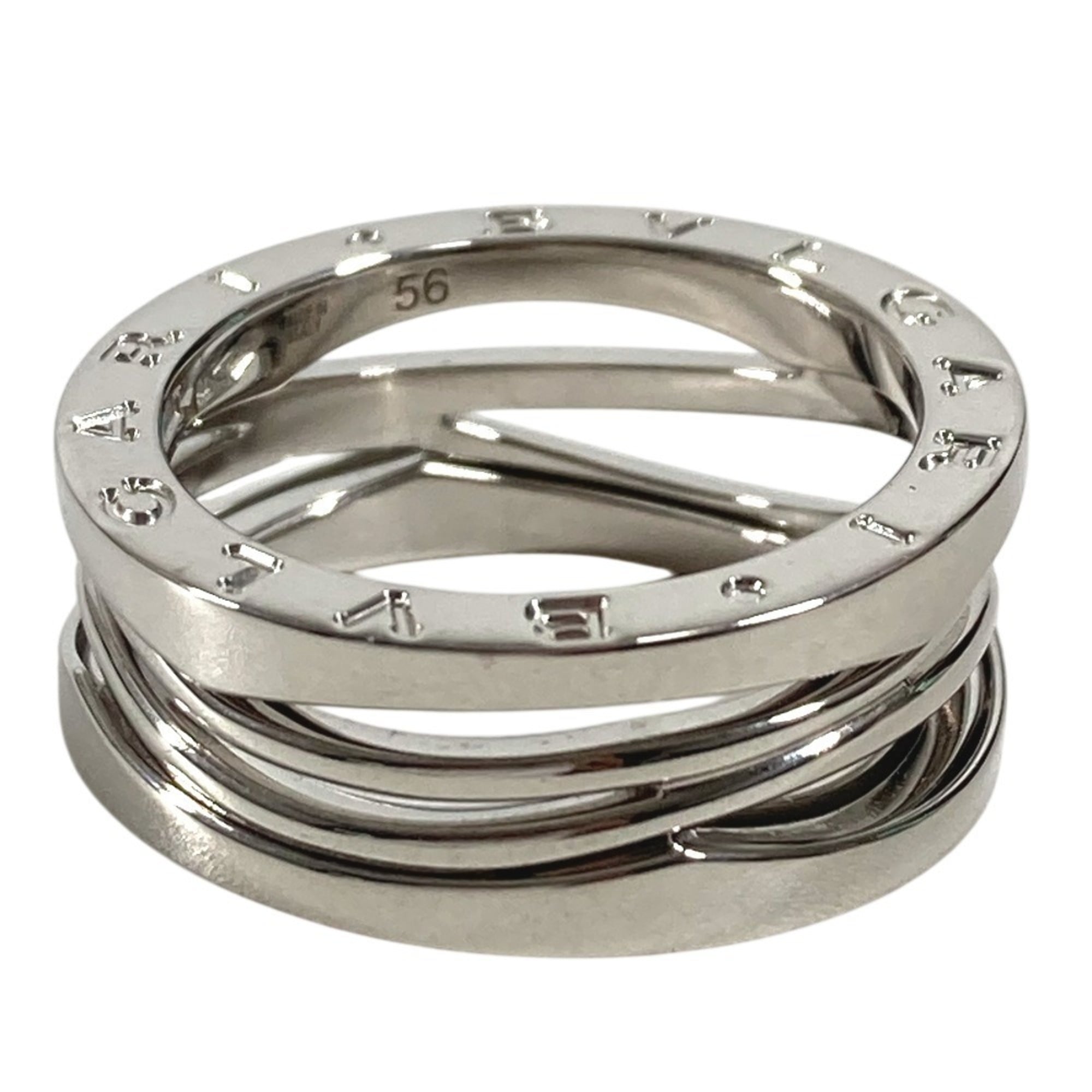 BVLGARI B-ZERO1 Legend 18K Gold Ring (WG750) for Men and Women, Silver