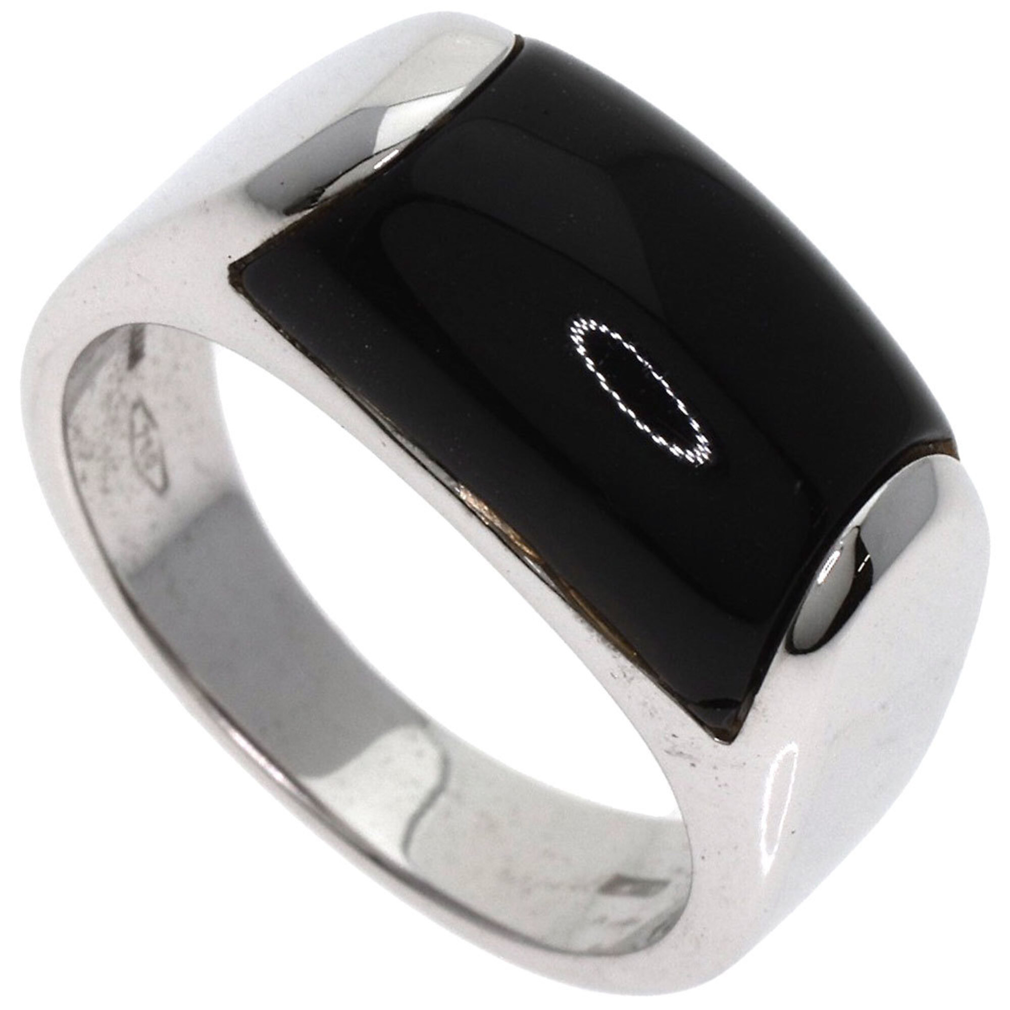 BVLGARI Tronchetto Onyx Ring 18K White Gold Women\'s