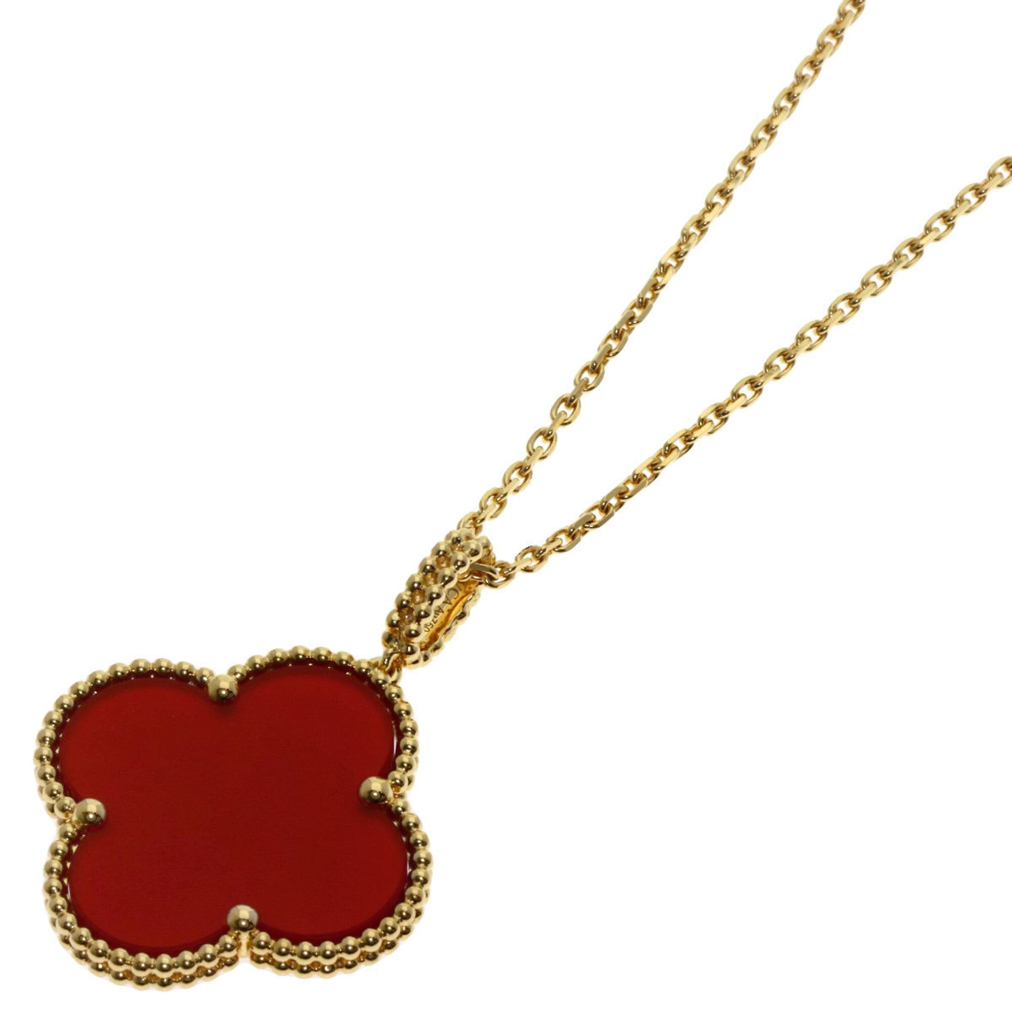 Van Cleef & Arpels Magic Alhambra Carnelian Necklace, 18K Yellow Gold, Women\'s.