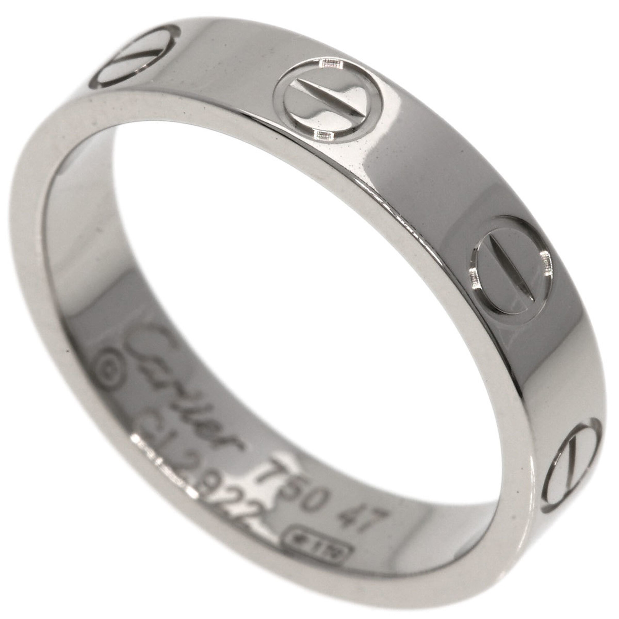 Cartier Mini Love Ring Wedding #47 18K White Gold Women\'s CARTIER