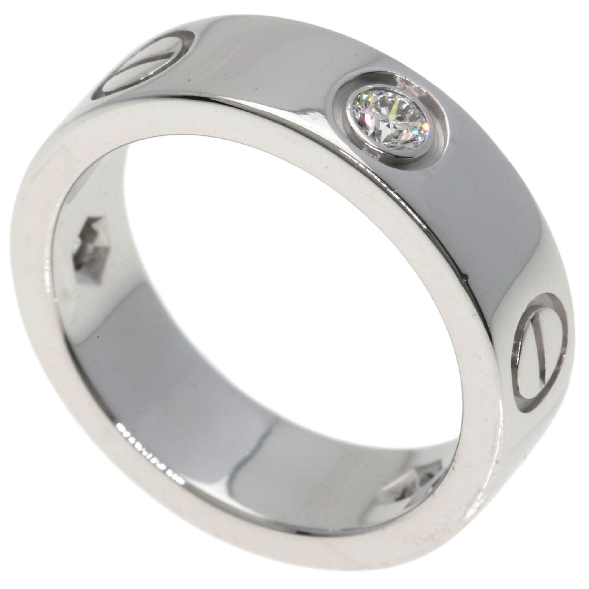 Cartier Love Ring Half Diamond #50 18K White Gold Women\'s CARTIER