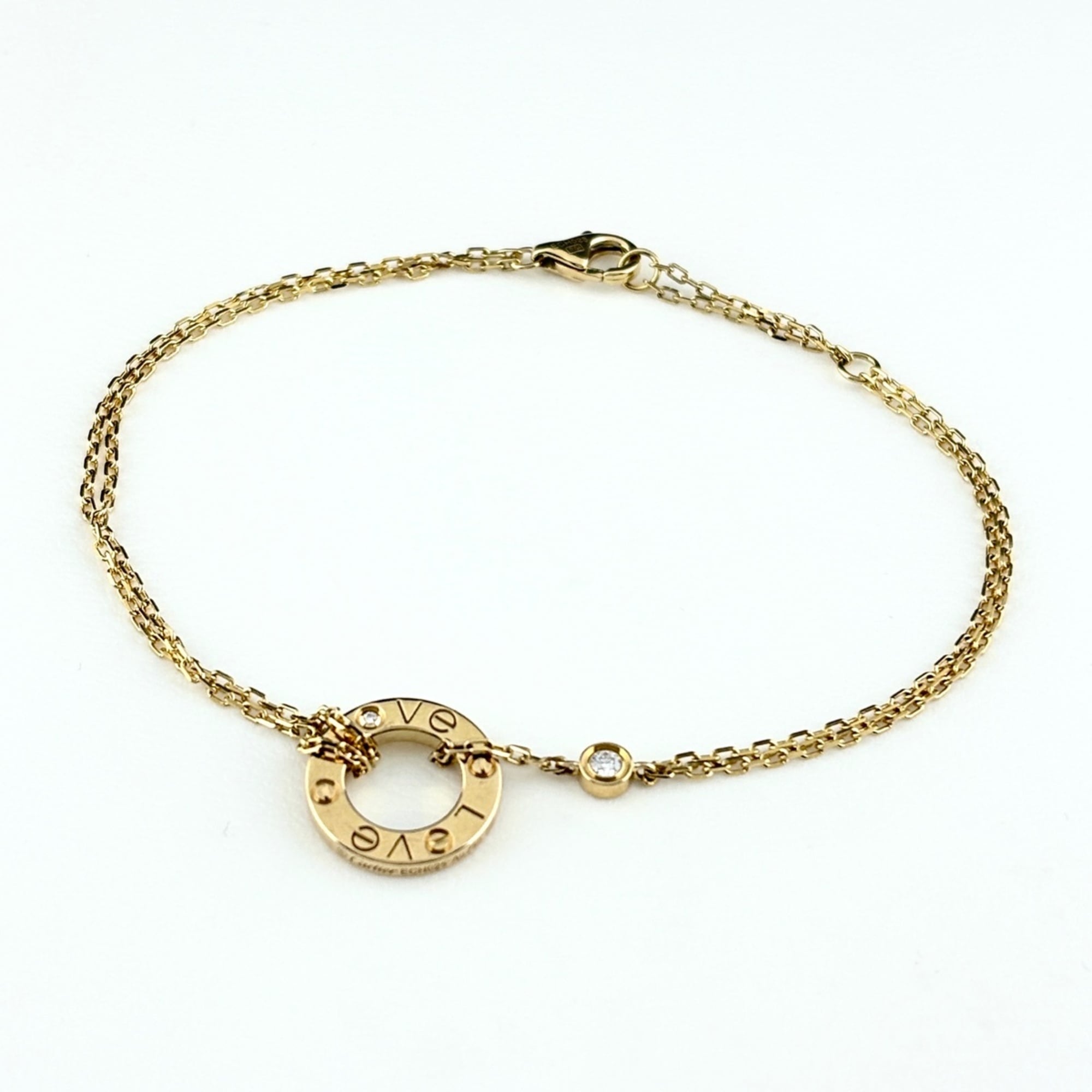 Cartier Love Circle Bracelet, Yellow Gold (YG), Double Strand 750 Diamond, Women\'s.