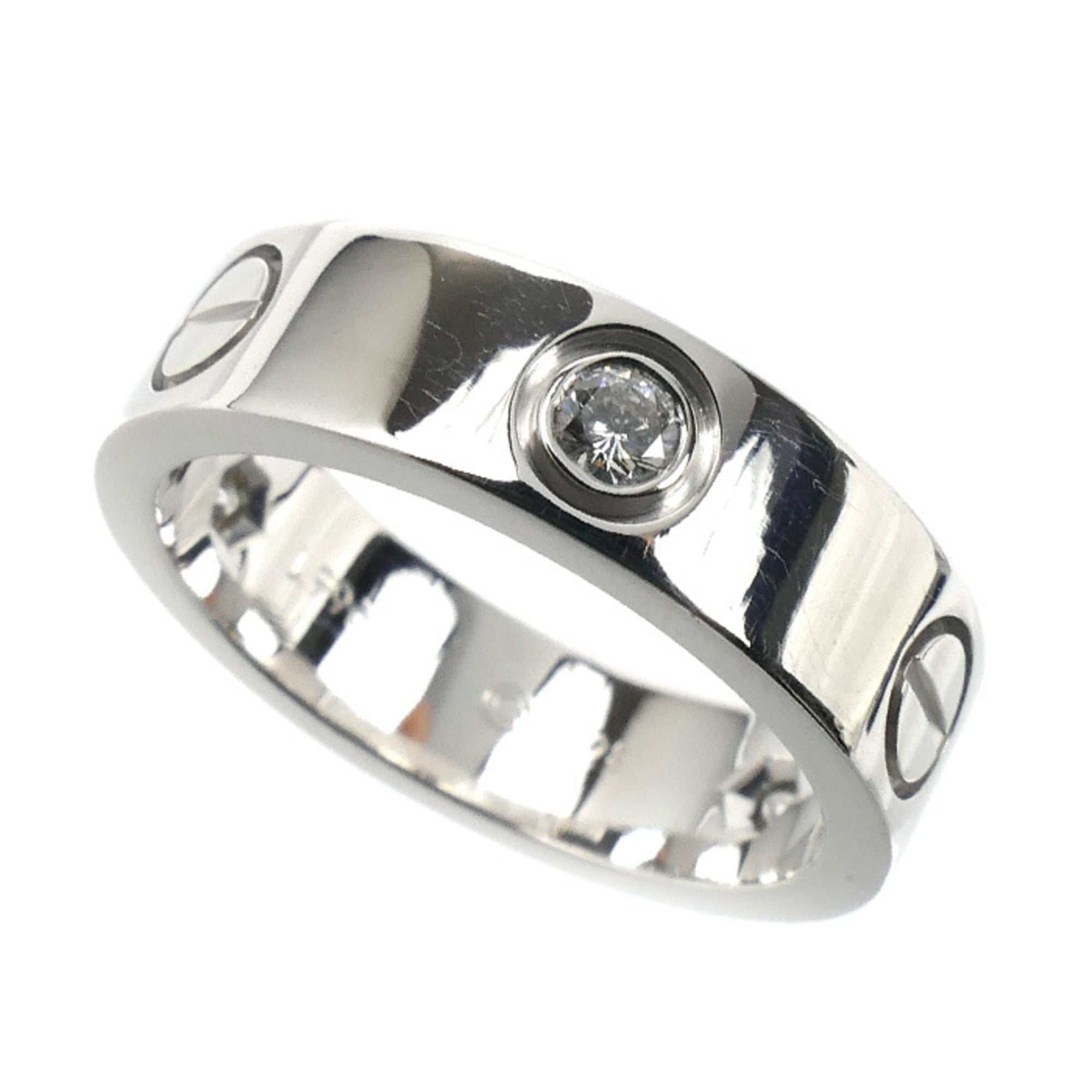 CARTIER Cartier 18KWG White Gold Love Ring Half Diamond Ring, Size 53, 8.7g, Women\'s