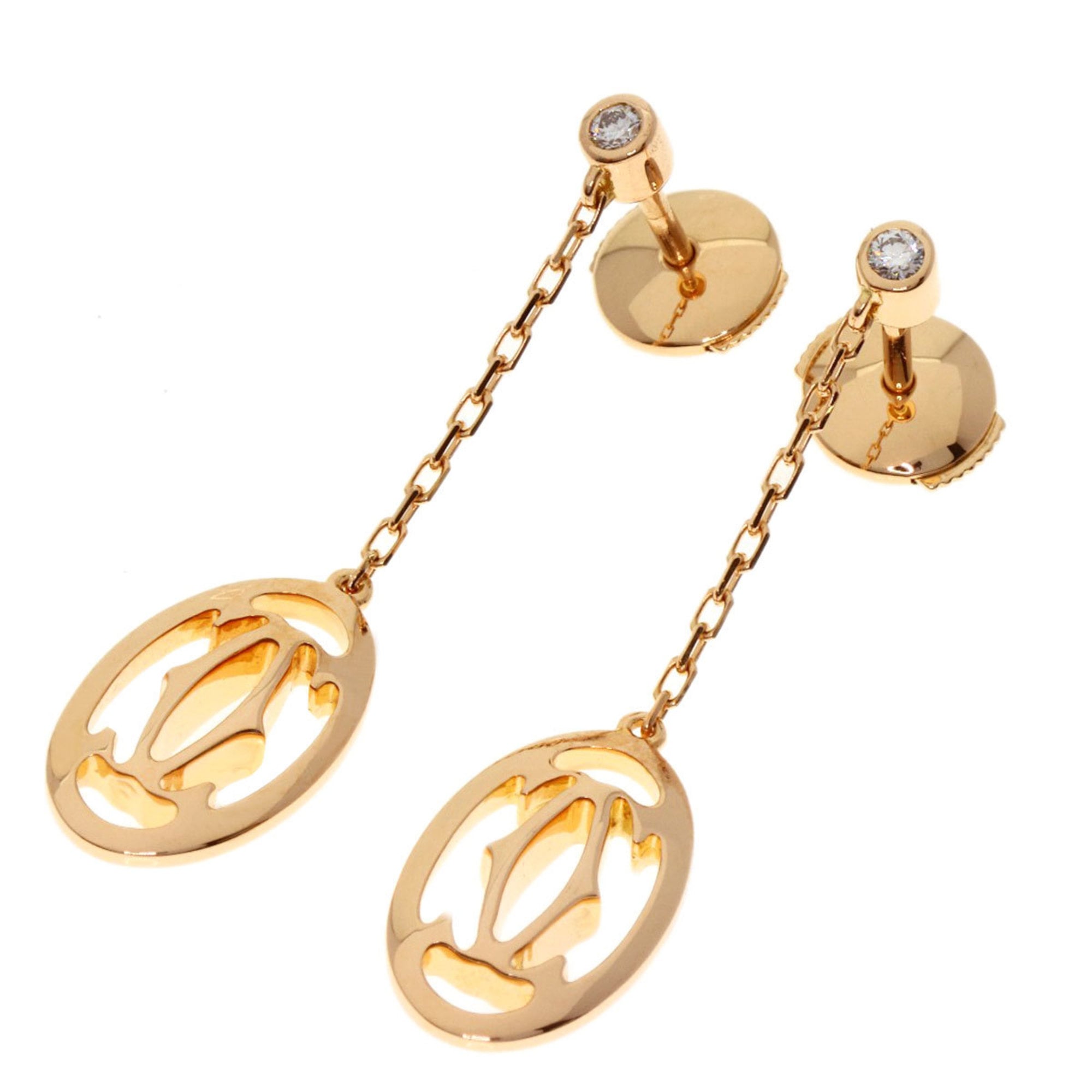 Cartier Logo Double C Diamond Earrings in 18K Pink Gold for Women