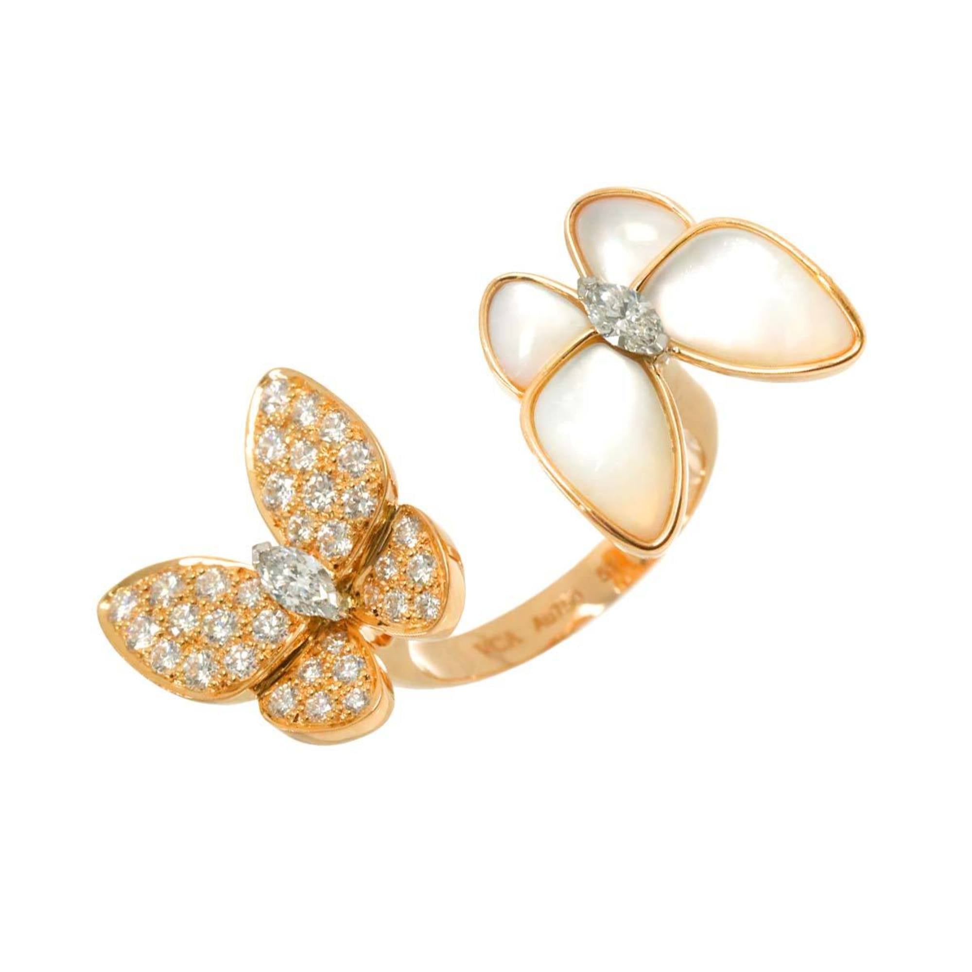 Van Cleef & Arpels Papillon Entre les Doigts #51 Ring, Diamond, Shell, 18K Pink Gold 750 VCA