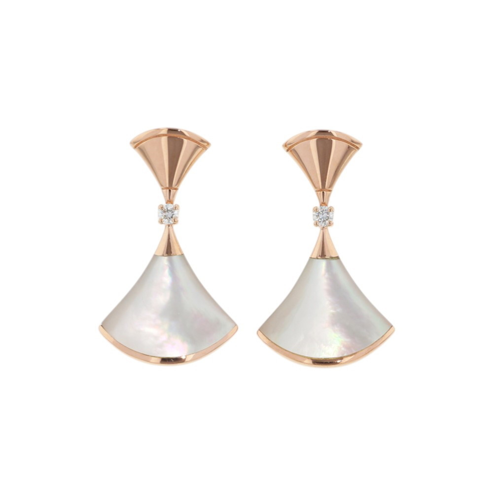 BVLGARI Diva\'s Dream Earrings, Mother-of-Pearl, 2 Diamonds (0.07ct total), 18K Pink Gold, Item Numb