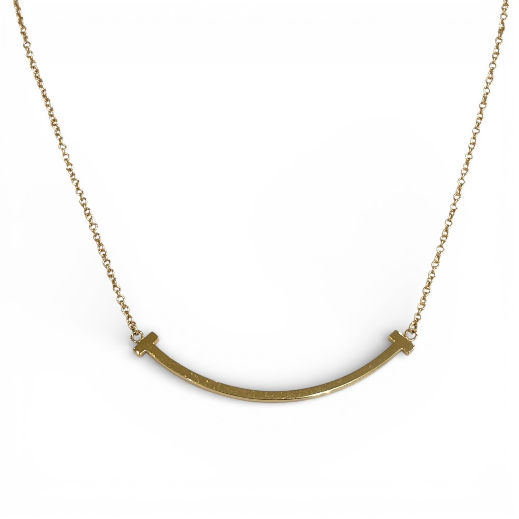 Tiffany & Co. Au750 18K T Smile Small Necklace in Pink Gold for Women