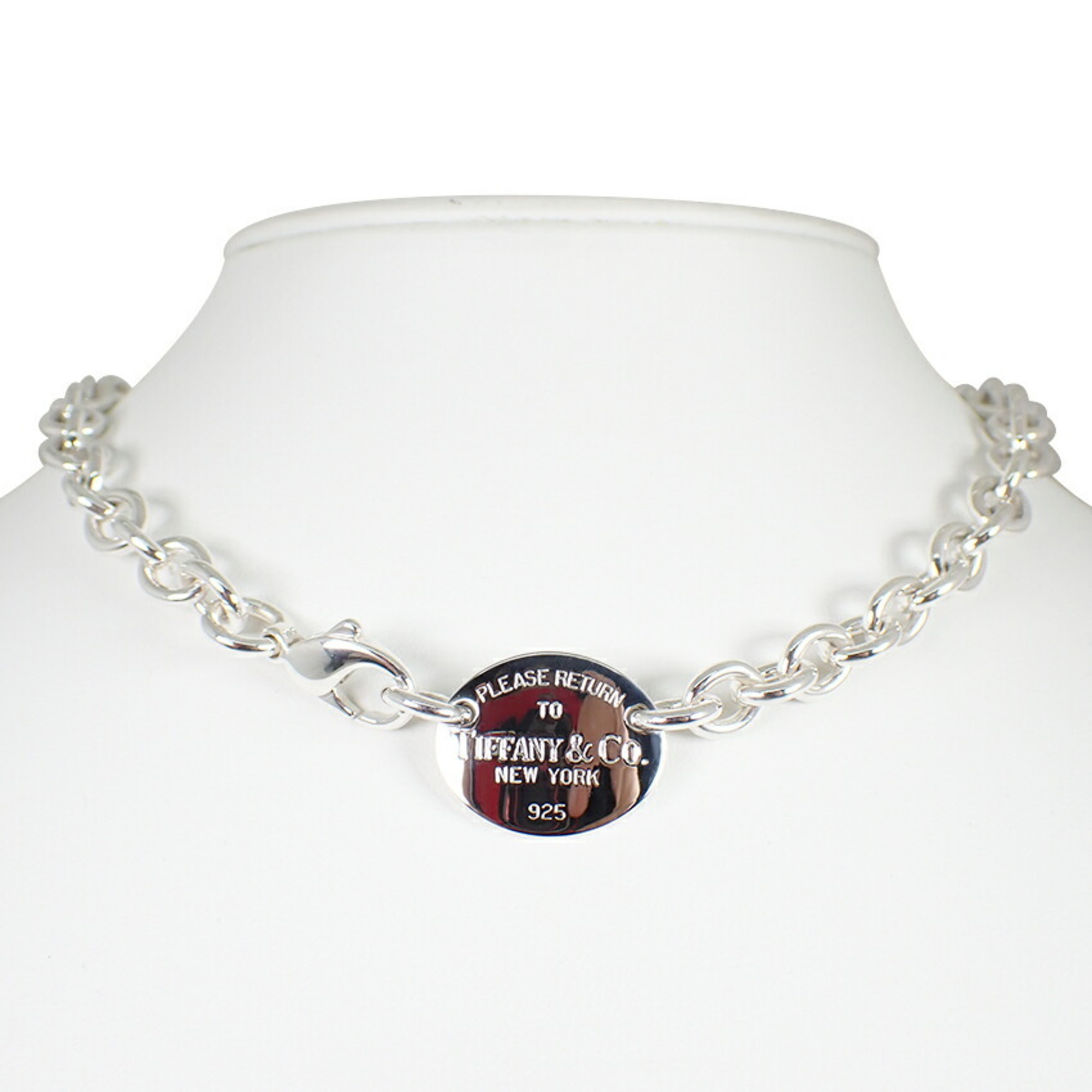 TIFFANY 925 Return to Tiffany Oval Tag Choker Necklace