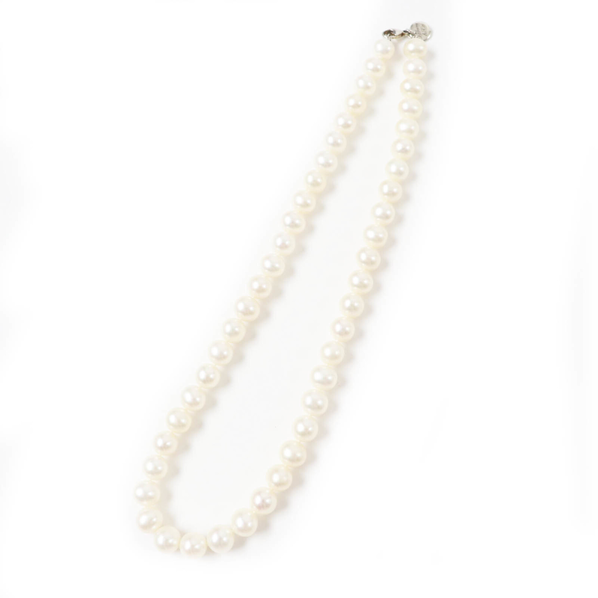 TIFFANY&Co. Tiffany Necklace, Freshwater Pearl, AG925 White Gold, Silver Hardware, 47cm, with Box, W