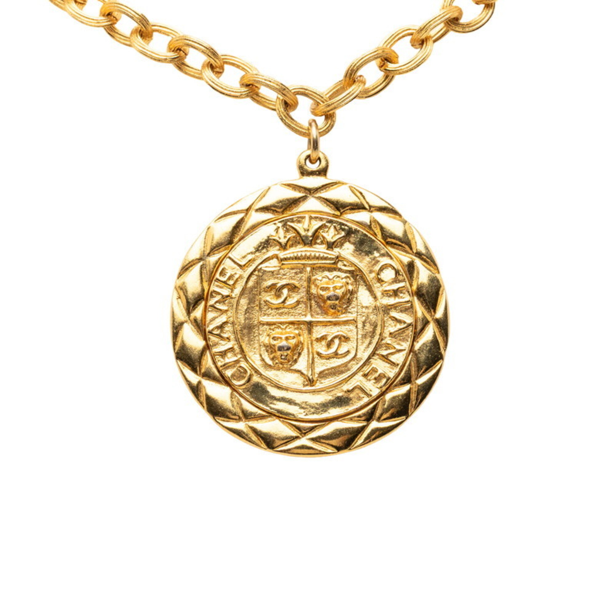 Chanel Coco Mark Lion Motif Long Necklace, Gold Plated, Women\'s CHANEL