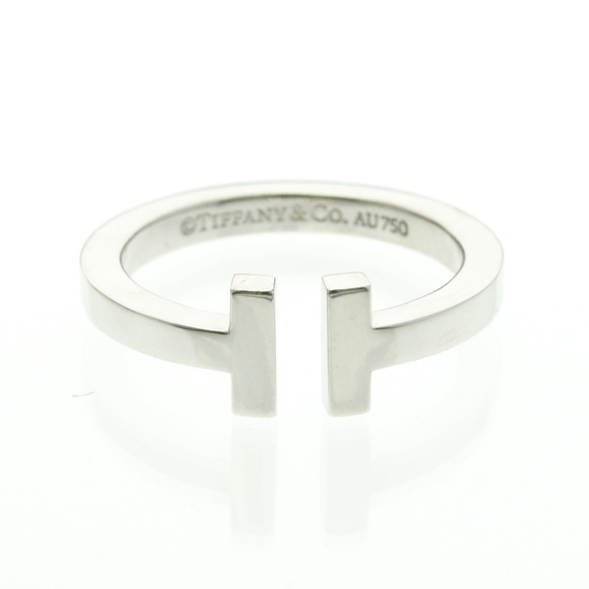 Tiffany T-Square Ring White Gold (18K) Fashion No Stone Band Ring Silver