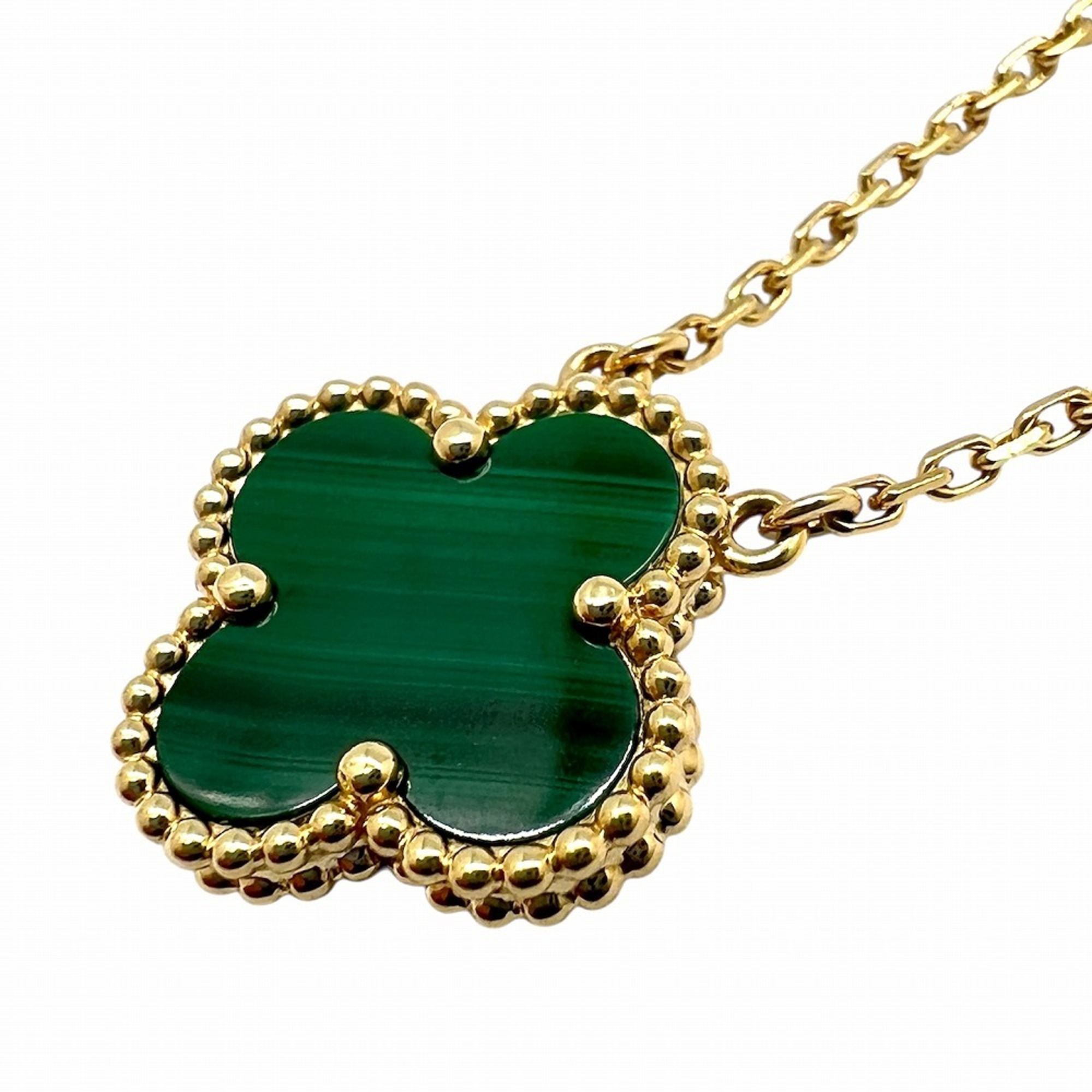 Van Cleef & Arpels Alhambra Necklace 18K Yellow Gold Malachite Green Pendant (Women\'s/Men\'s)