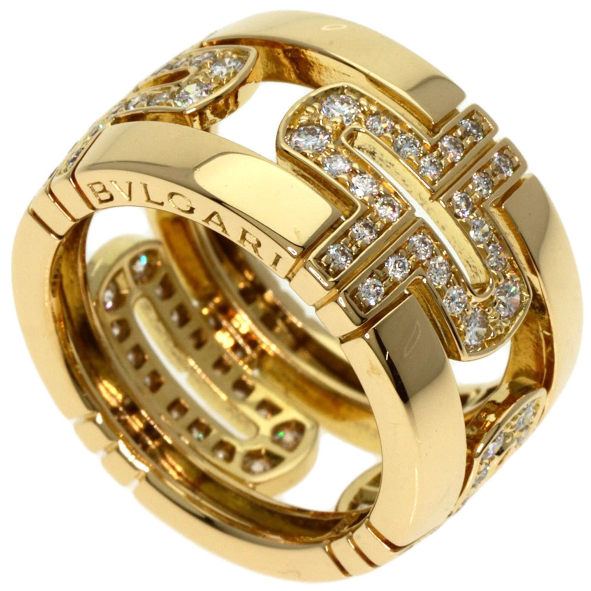 BVLGARI Parentesi Open Diamond Large Ring #49 18K Yellow Gold Women\'s