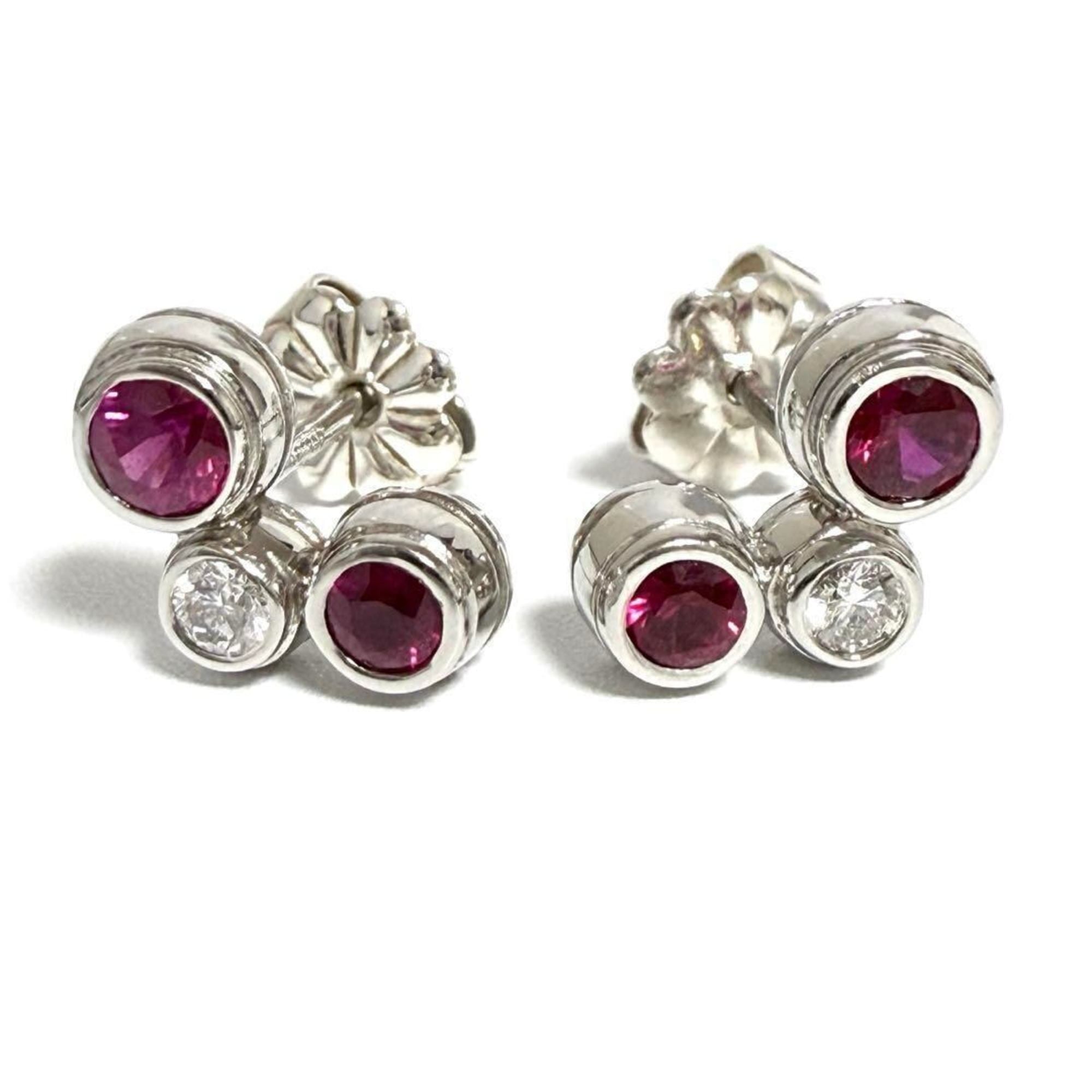 Tiffany Women\'s Bubble Earrings Platinum Diamond Ruby