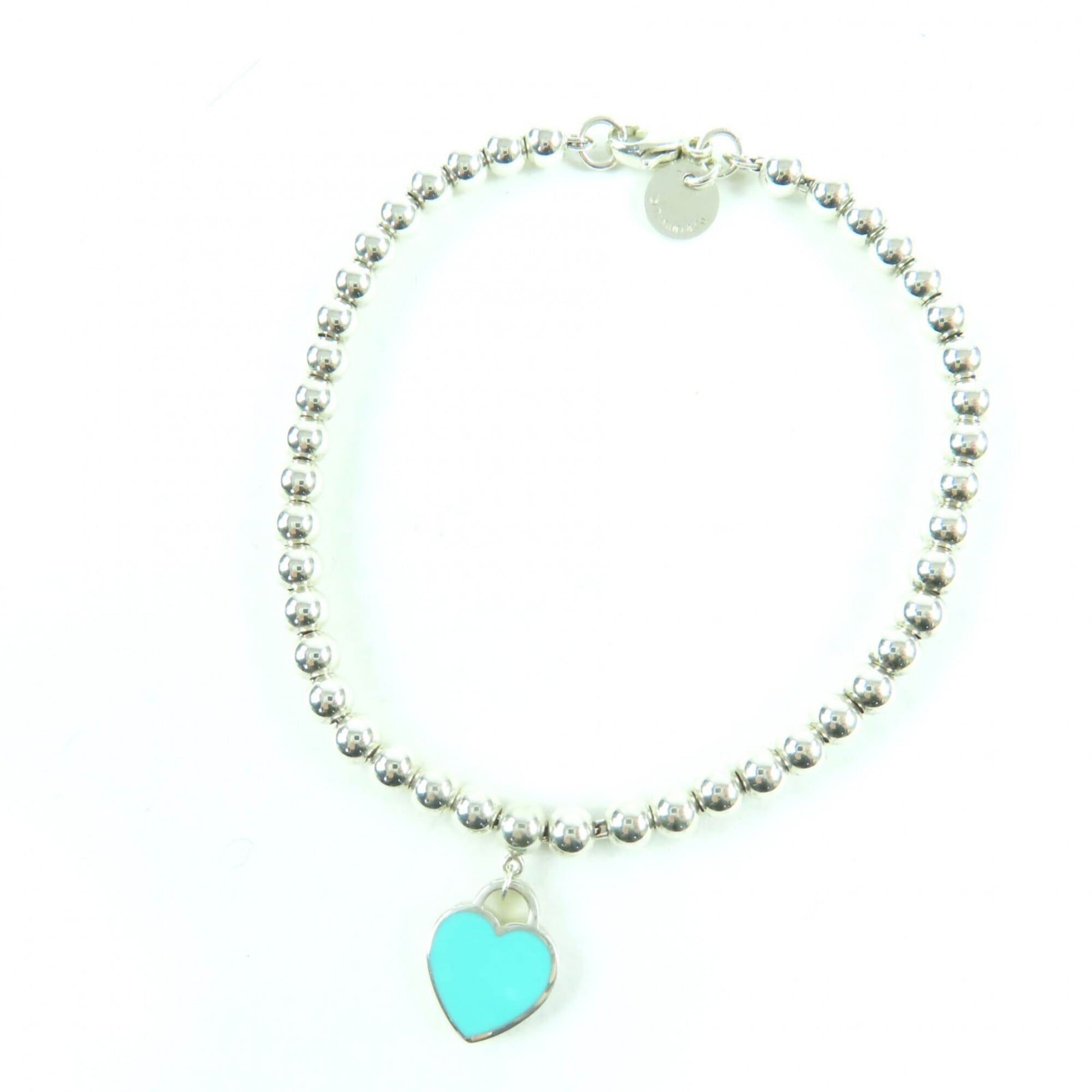 TIFFANY&Co. Tiffany Return to Blue Heart Tag Bead Bracelet AG925 1P Diamond Silver Comes with Box an