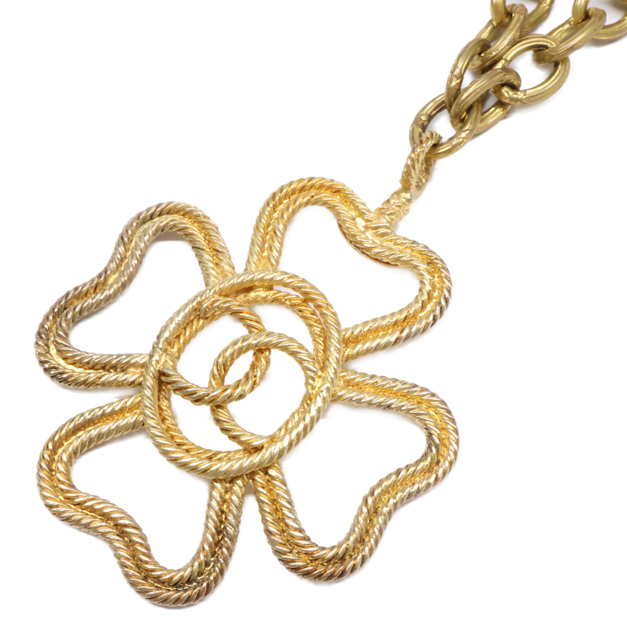 CHANEL Vintage Coco Mark Clover Necklace, Yellow Gold, for Women (2/8)