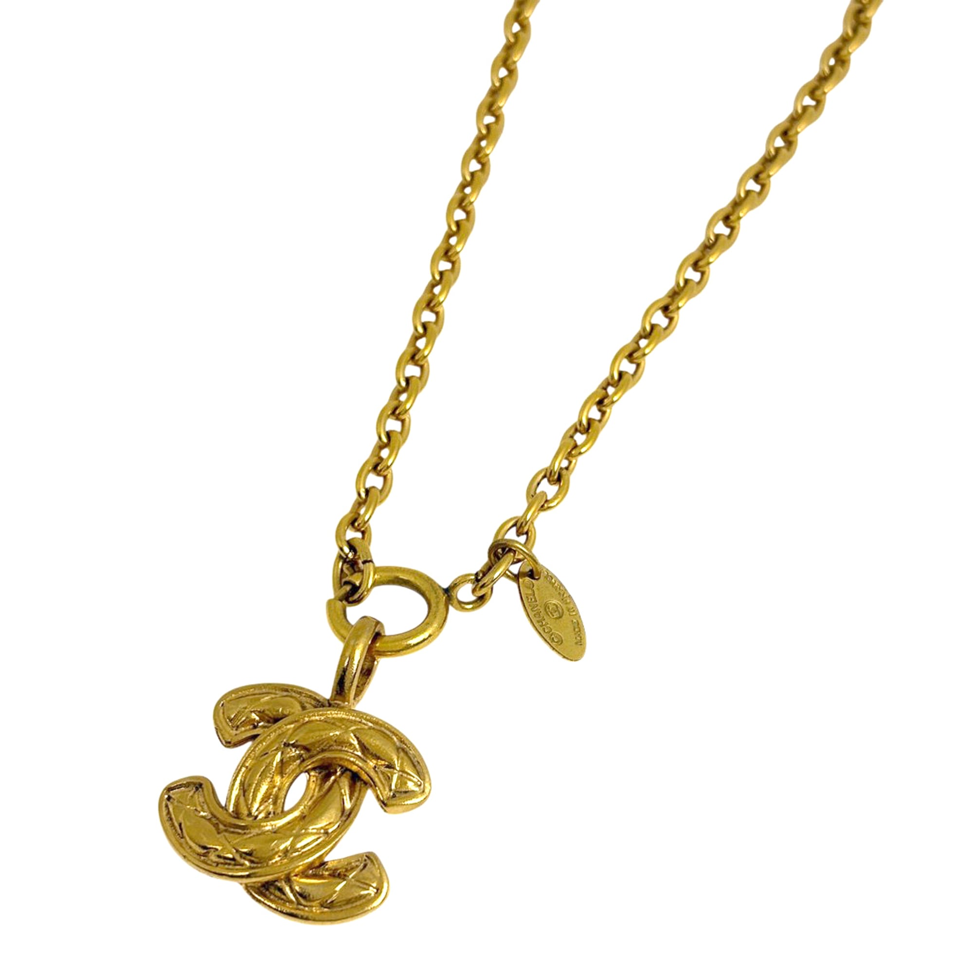 CHANEL Coco Mark Chain Necklace, Matelasse GP Gold, Women\'s