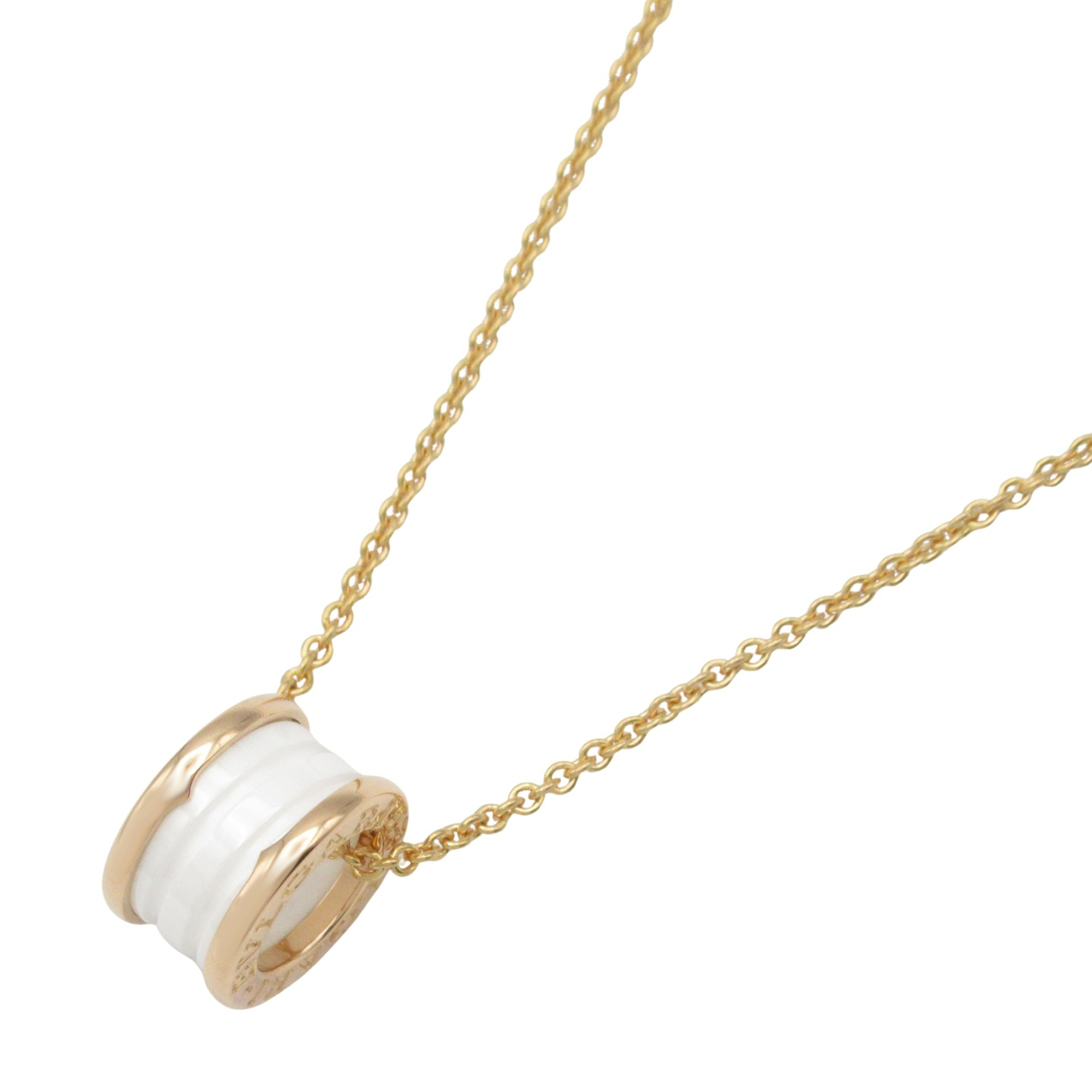 BVLGARI B-zero1 Ceramic Necklace, 18K Pink Gold (K18PG) for Men and Women, White