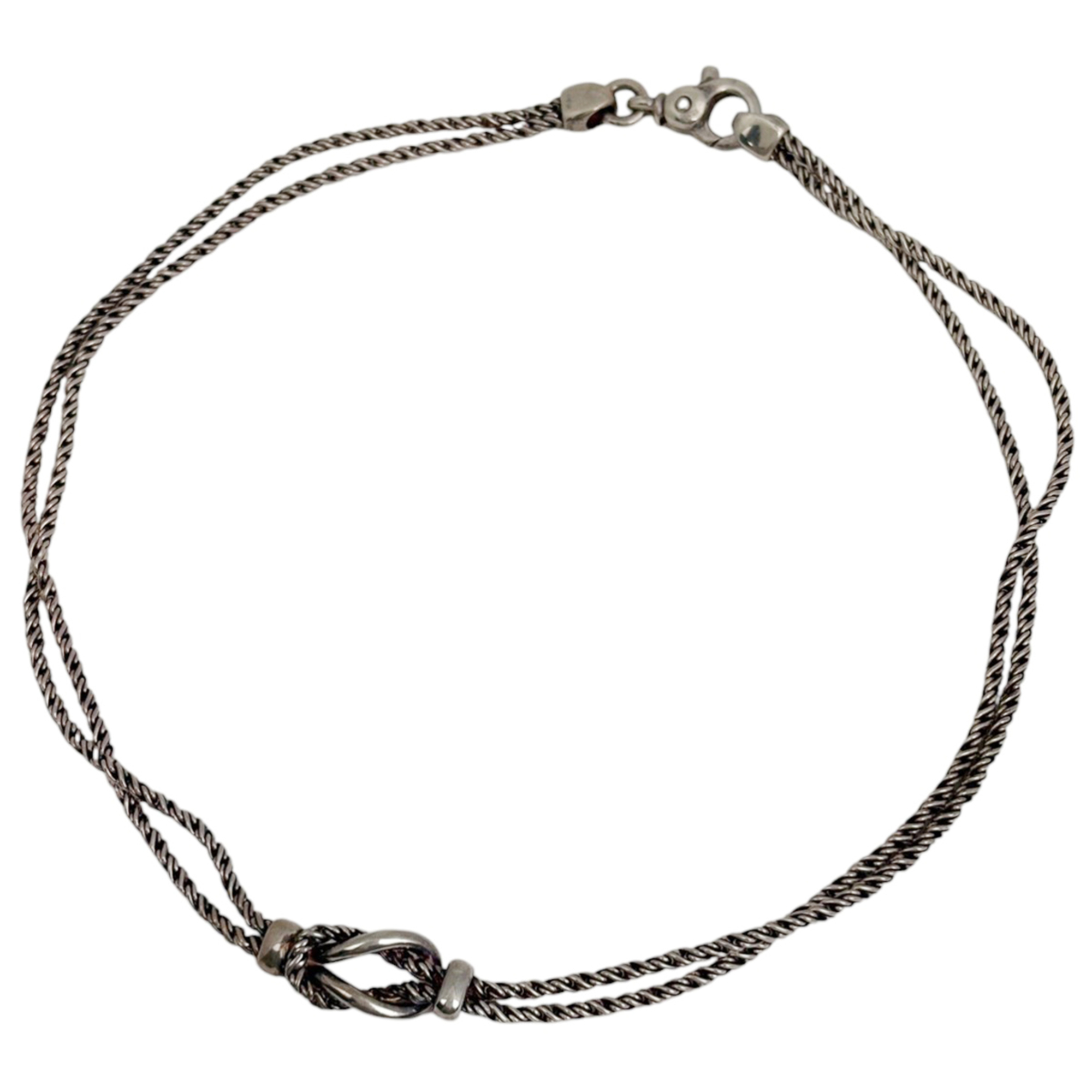 Tiffany & Co. Double Rope Necklace, Center Knot Sterling Silver 925, Silver, Women\'s