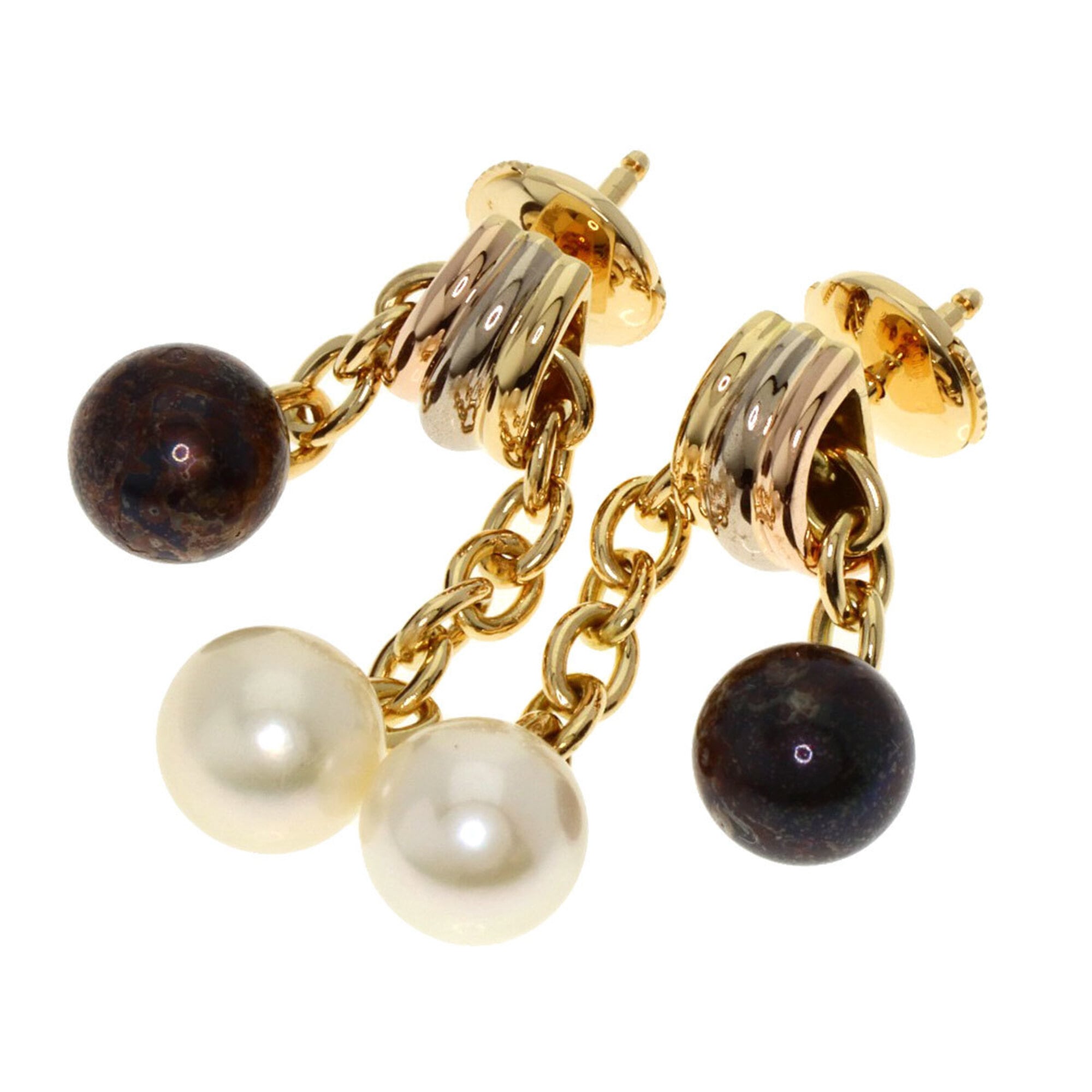 Cartier Trinity Pearl Earrings in 18K Yellow Gold/18KWG/18KPG for Women