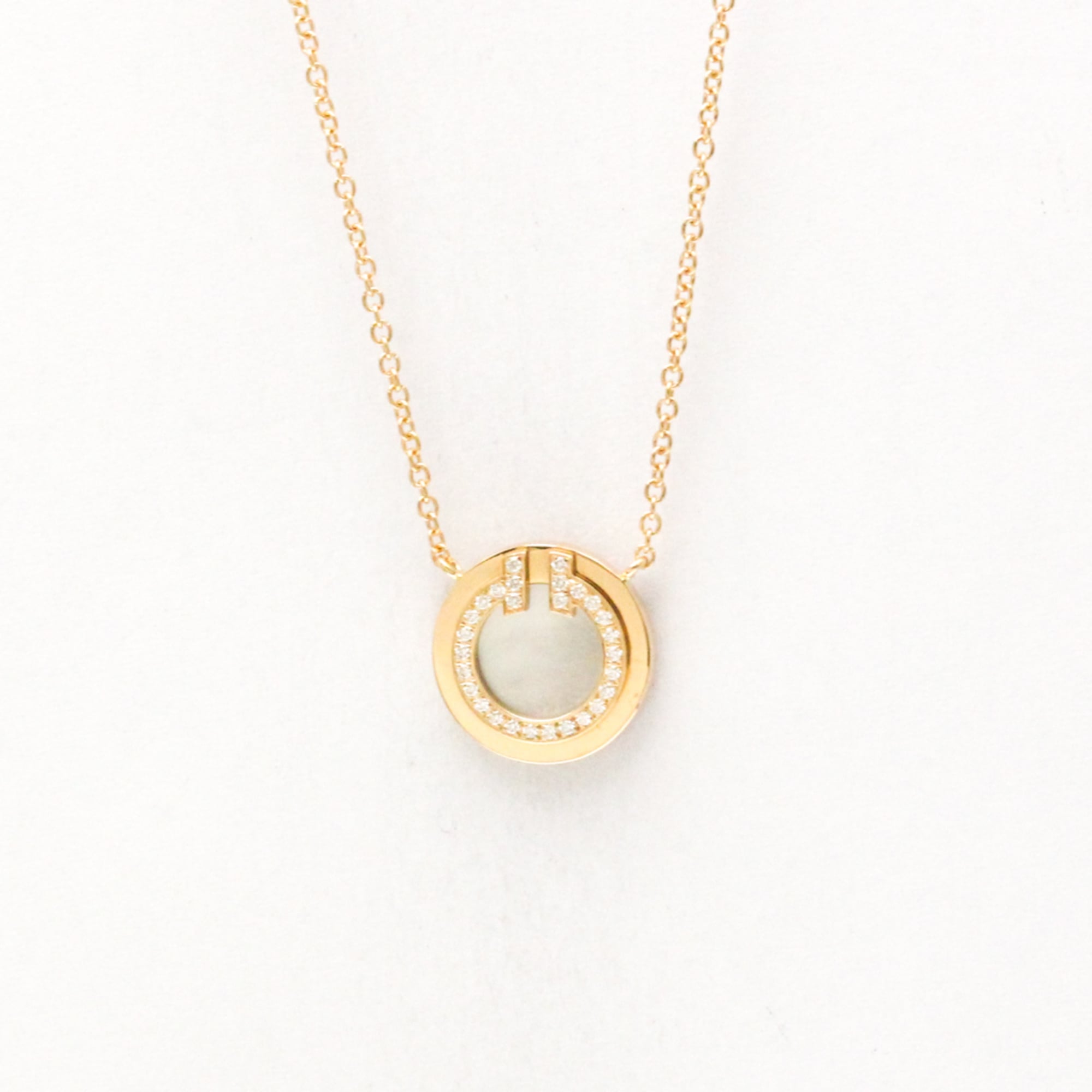 Tiffany Tiffany T T Two Circle Necklace Mini Diamond Pink Gold (18K) Diamond,Mother Of Pearl Women,M