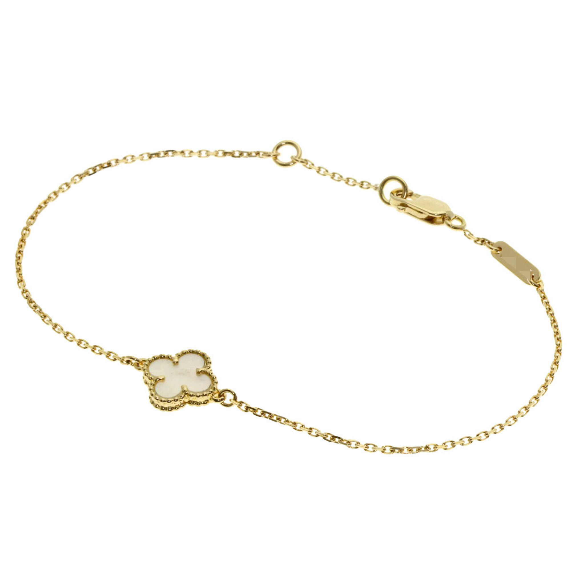 Van Cleef & Arpels Sweet Alhambra Mother of Pearl Bracelet 18K Yellow Gold Women\'s