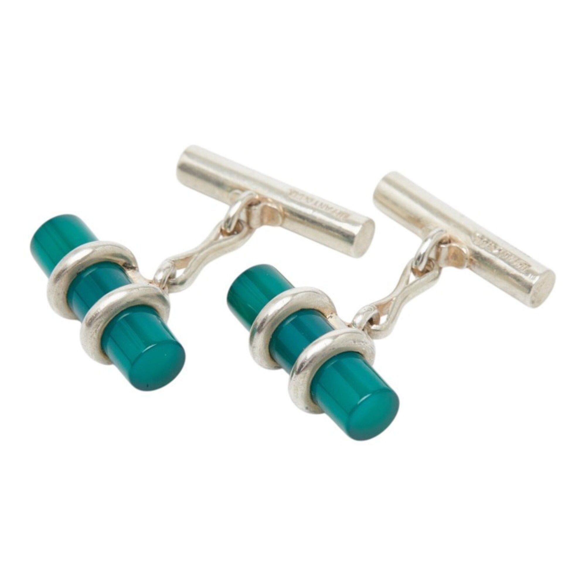 Tiffany & Co. Cufflinks, Sterling Silver, Colored Stone, Men\'s.