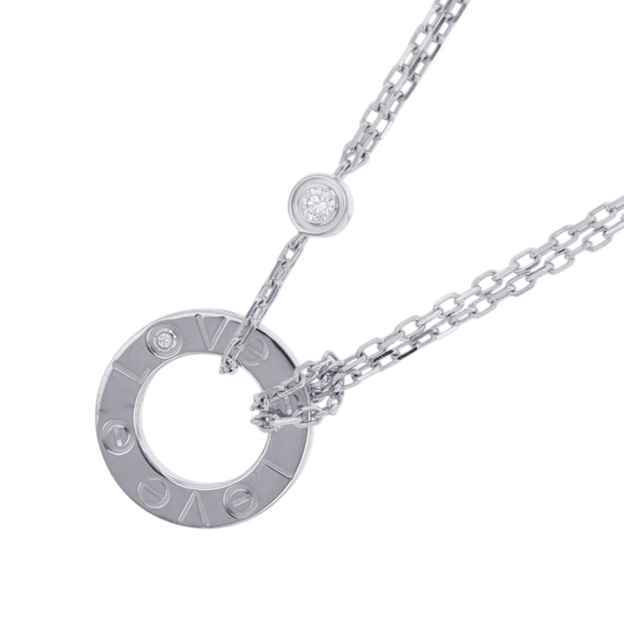 Cartier LOVE Necklace, Circle Diamond, 2P, 0.03ct Total, 18KWG White Gold, B7219400. Love Pendant, C