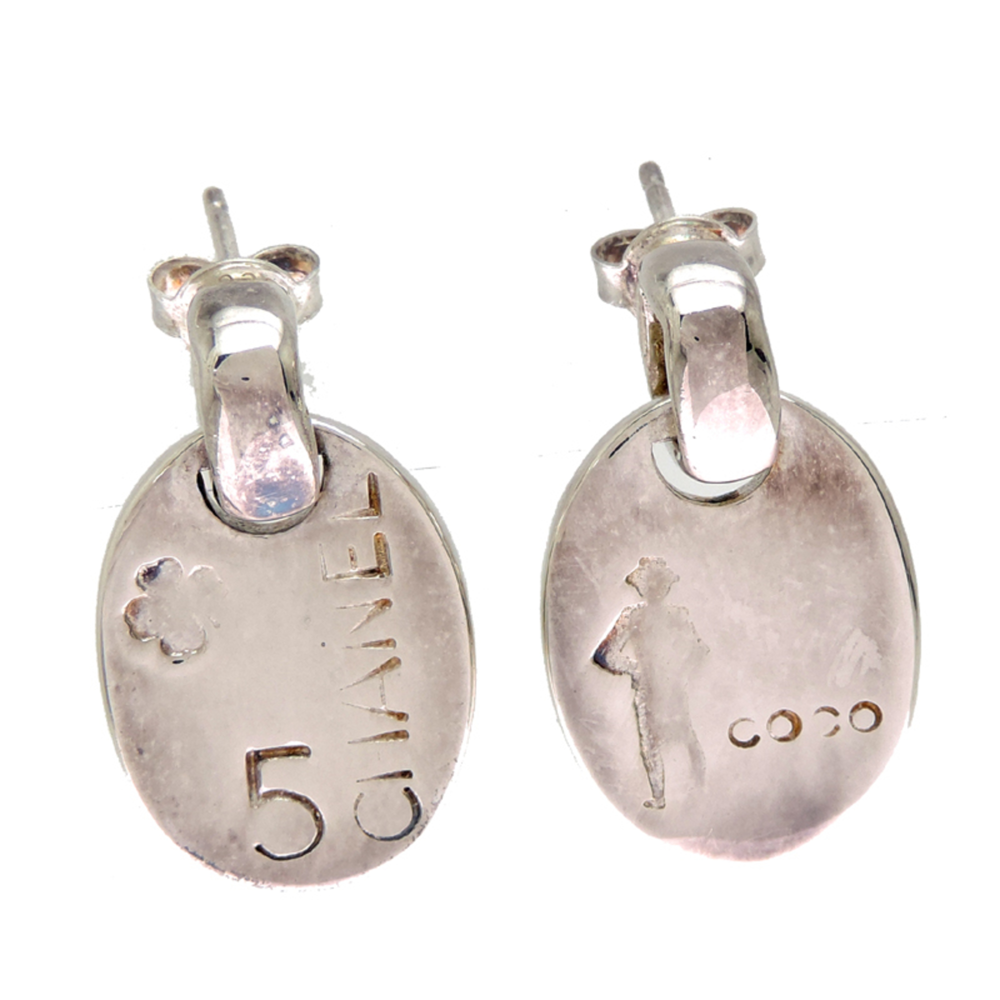 Chanel Clover No. 5 Women\'s Earrings, Sterling Silver 925