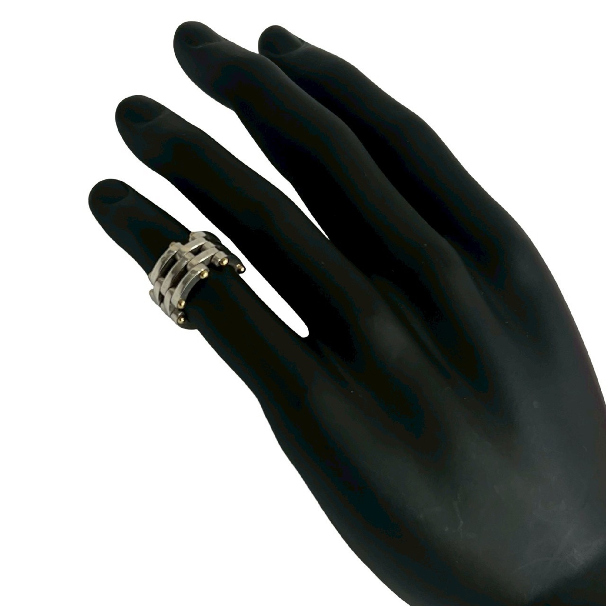 TIFFANY & Co. Tiffany Gate Ring, 925 Sterling Silver, 18K Gold, Size 7, Women\'s, 73608