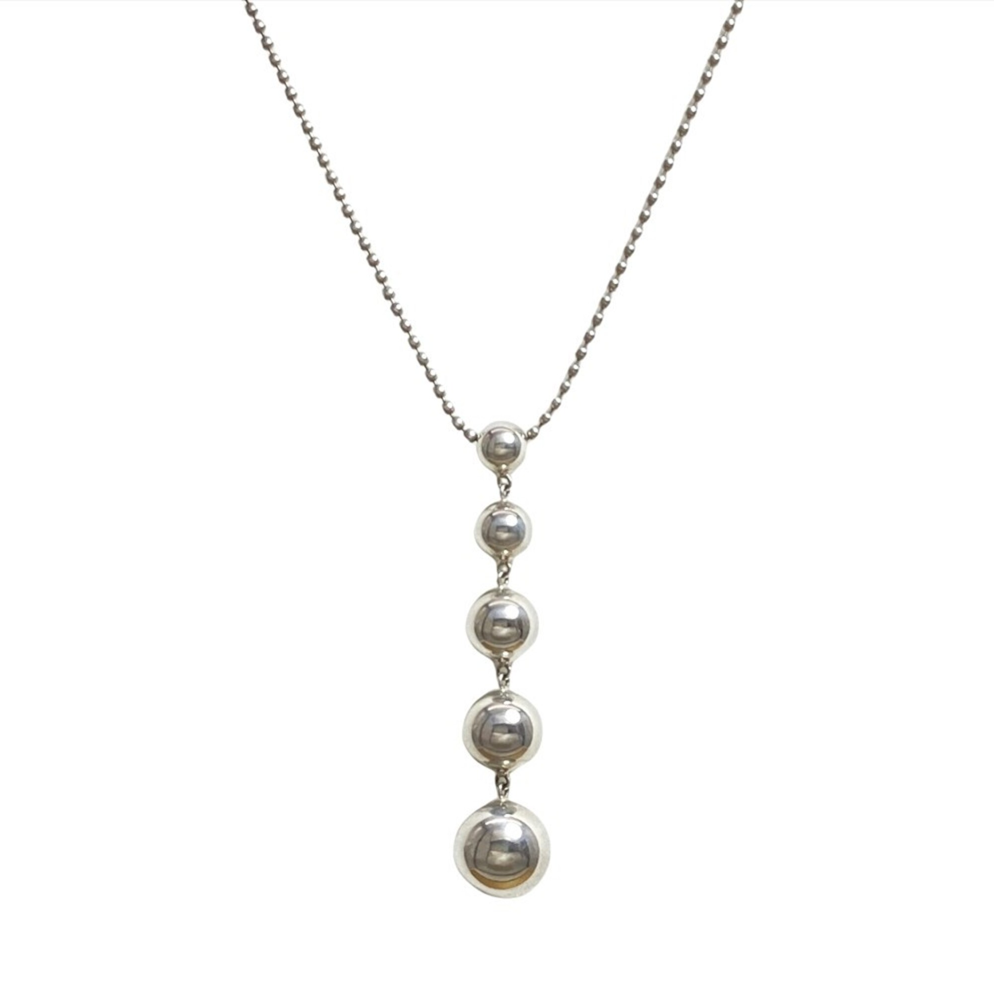 Tiffany & Co. Hardware Ball 5-strand Drop Necklace, SV925, 7.6g, Silver, Women\'s.