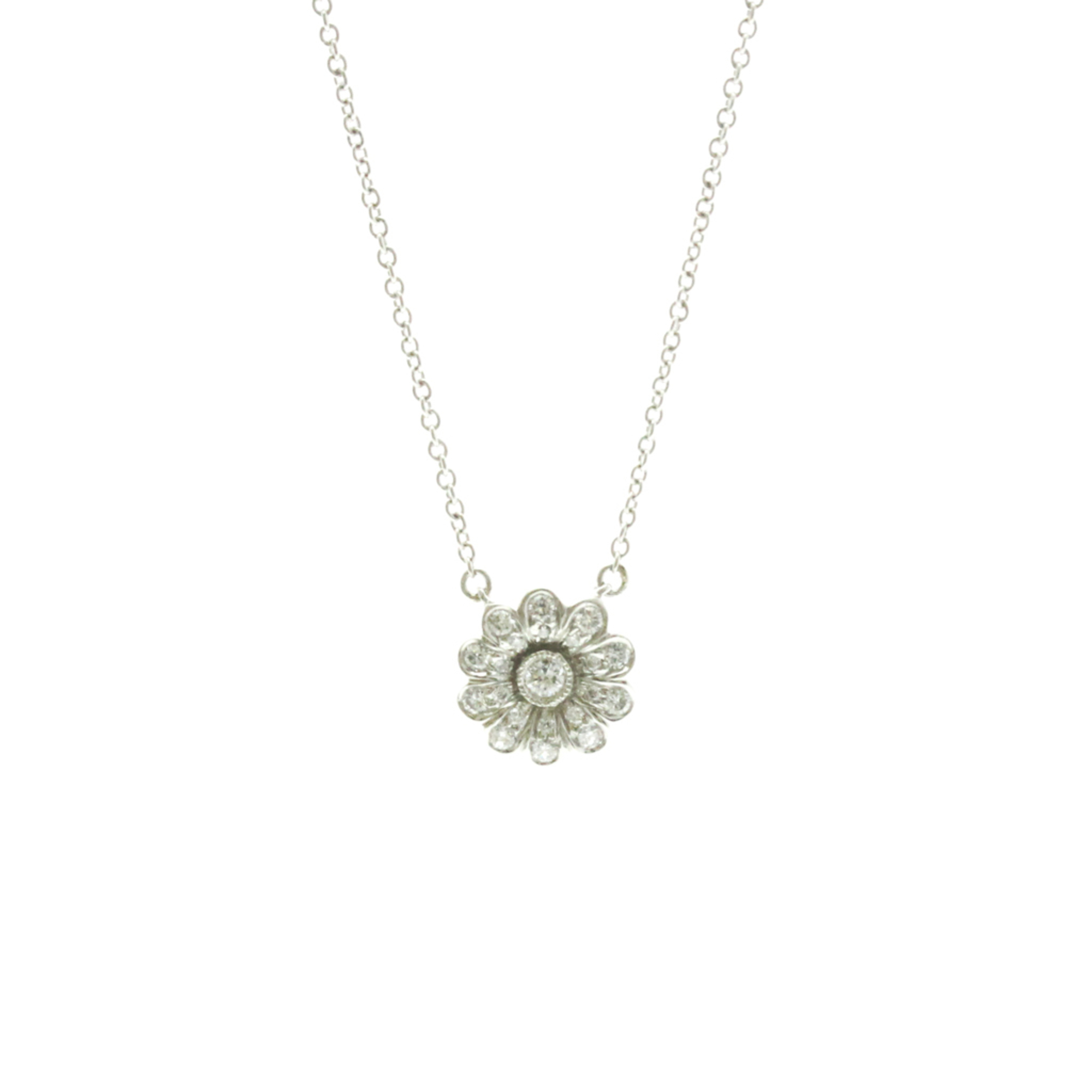 Tiffany Flower Diamond Necklace Platinum Diamond Men,Women Fashion Pendant Necklace