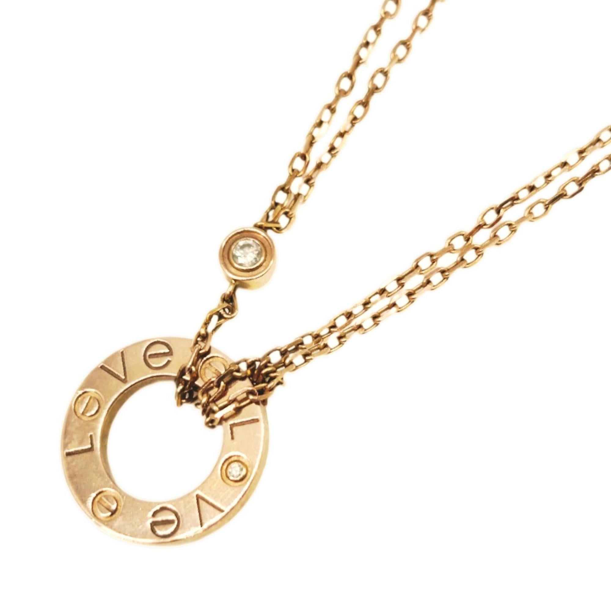 Cartier Love Circle Necklace, 18KPG Diamond, Double Chain, 750 Round, for Men and Women