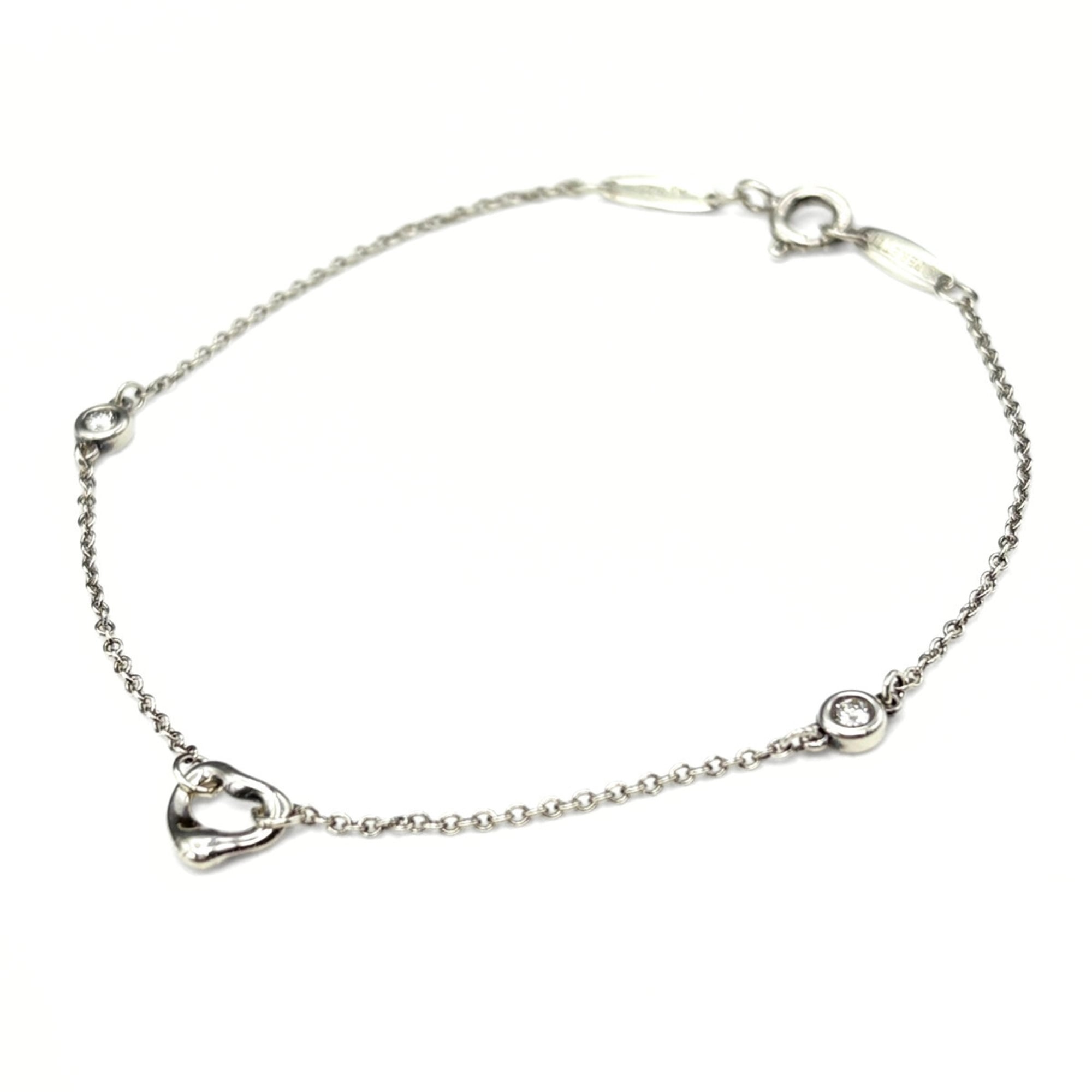 Tiffany & Co. Diamond by the Yard Open Heart Bracelet, Silver, 2-piece set, Elsa Peretti design, mel
