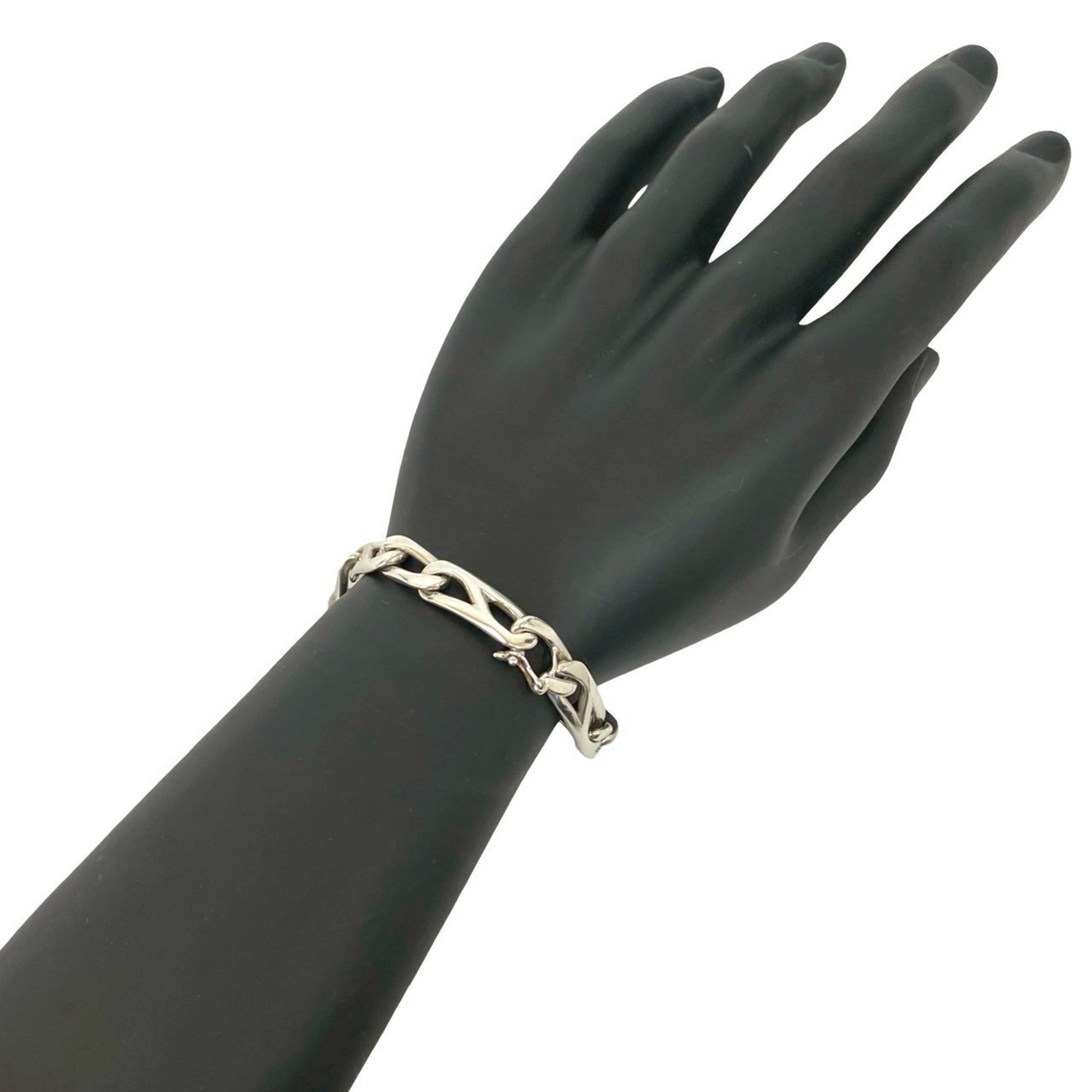 TIFFANY & Co. Tiffany Clip Shape Link Chain Silver 925 Bracelet Bangle 48600